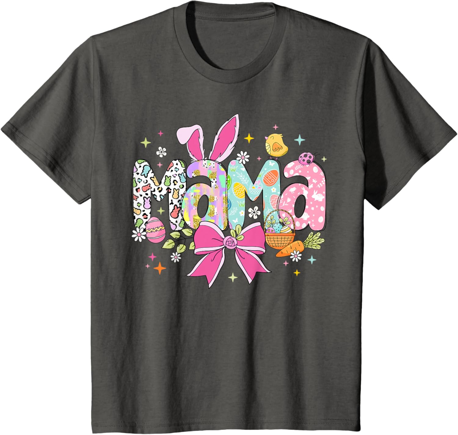 Cute MAMA Bunny Easter Day Coquette Bow T-Shirt