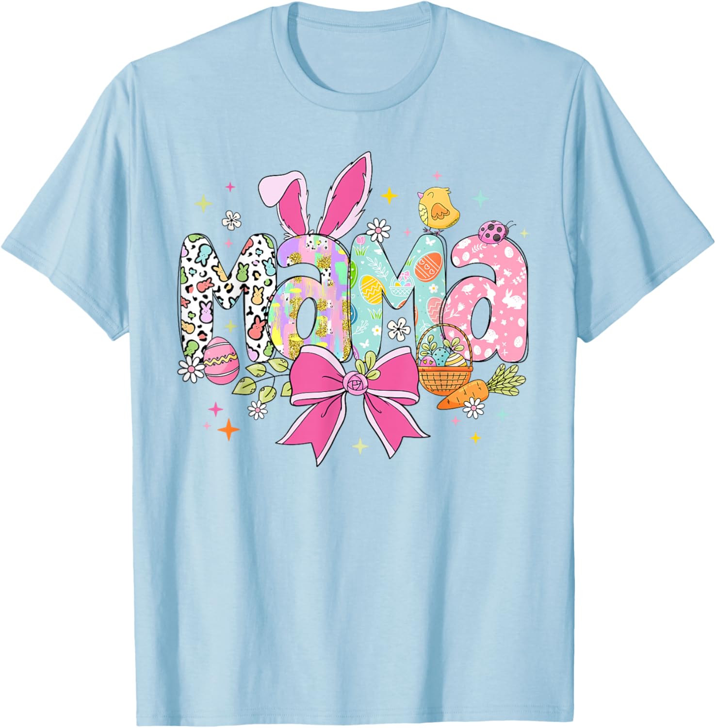 Cute MAMA Bunny Easter Day Coquette Bow T-Shirt