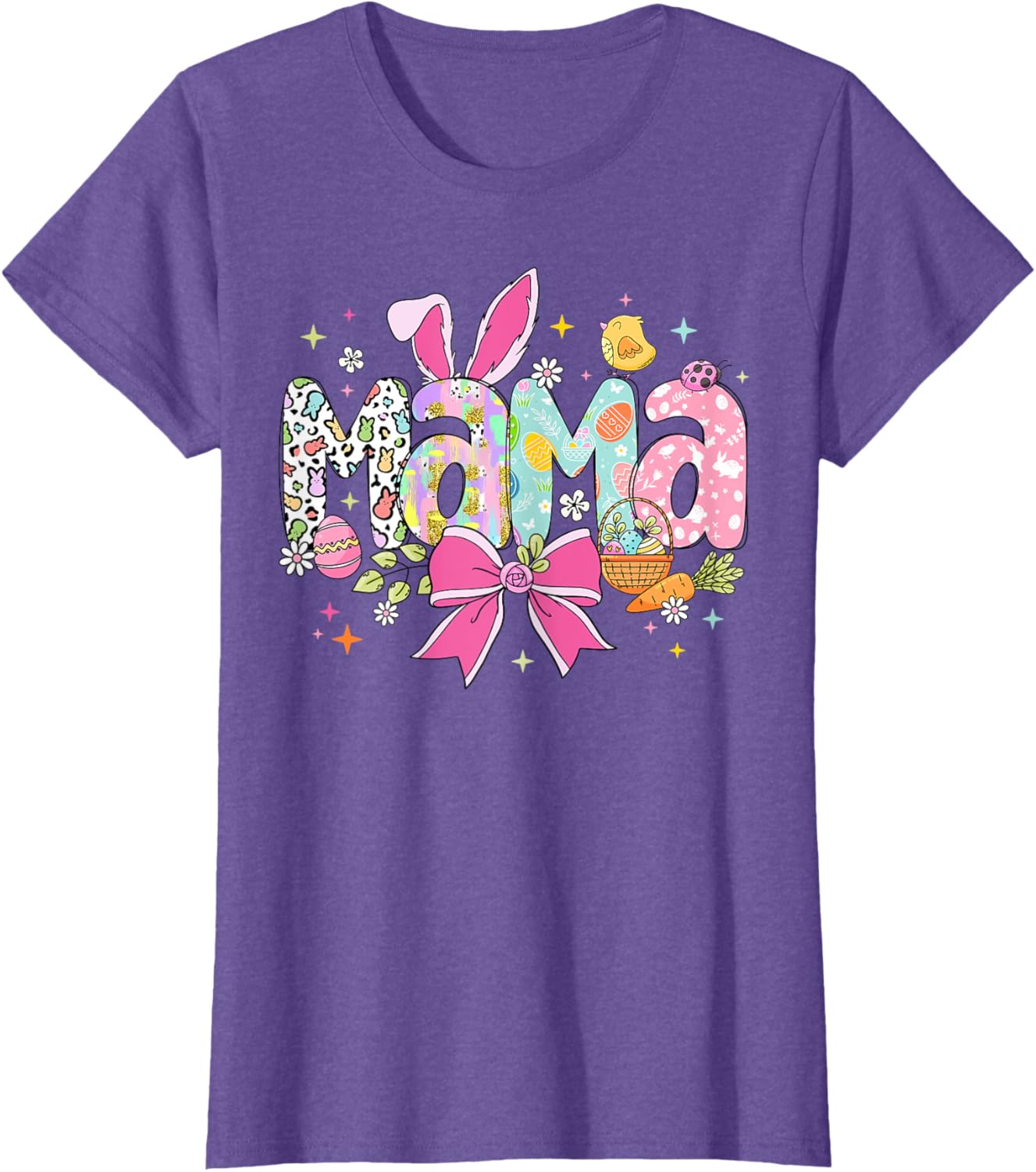 Cute MAMA Bunny Easter Day Coquette Bow T-Shirt