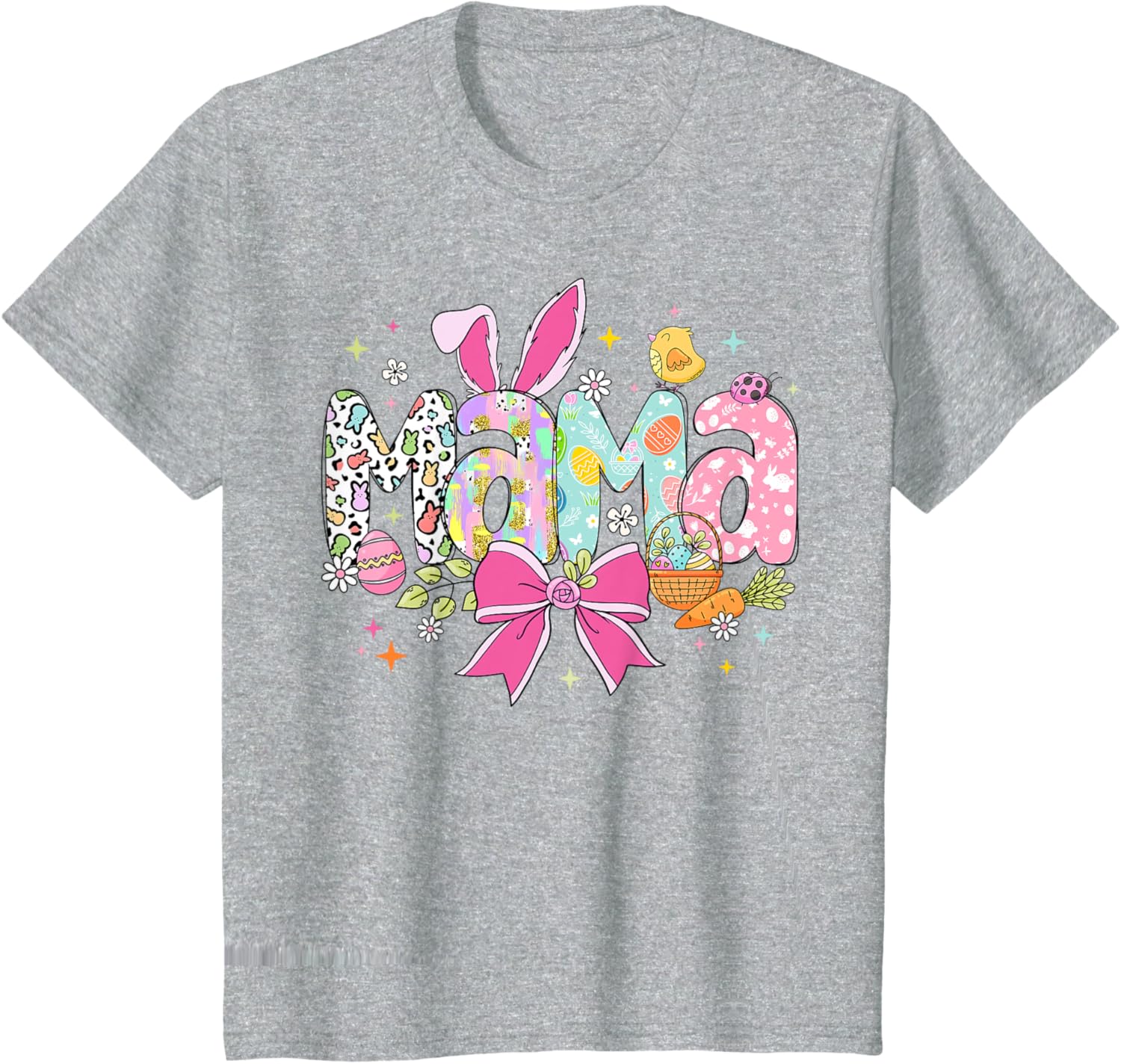 Cute MAMA Bunny Easter Day Coquette Bow T-Shirt