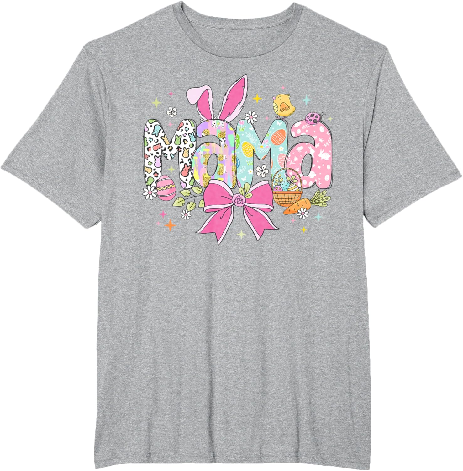 Cute MAMA Bunny Easter Day Coquette Bow T-Shirt