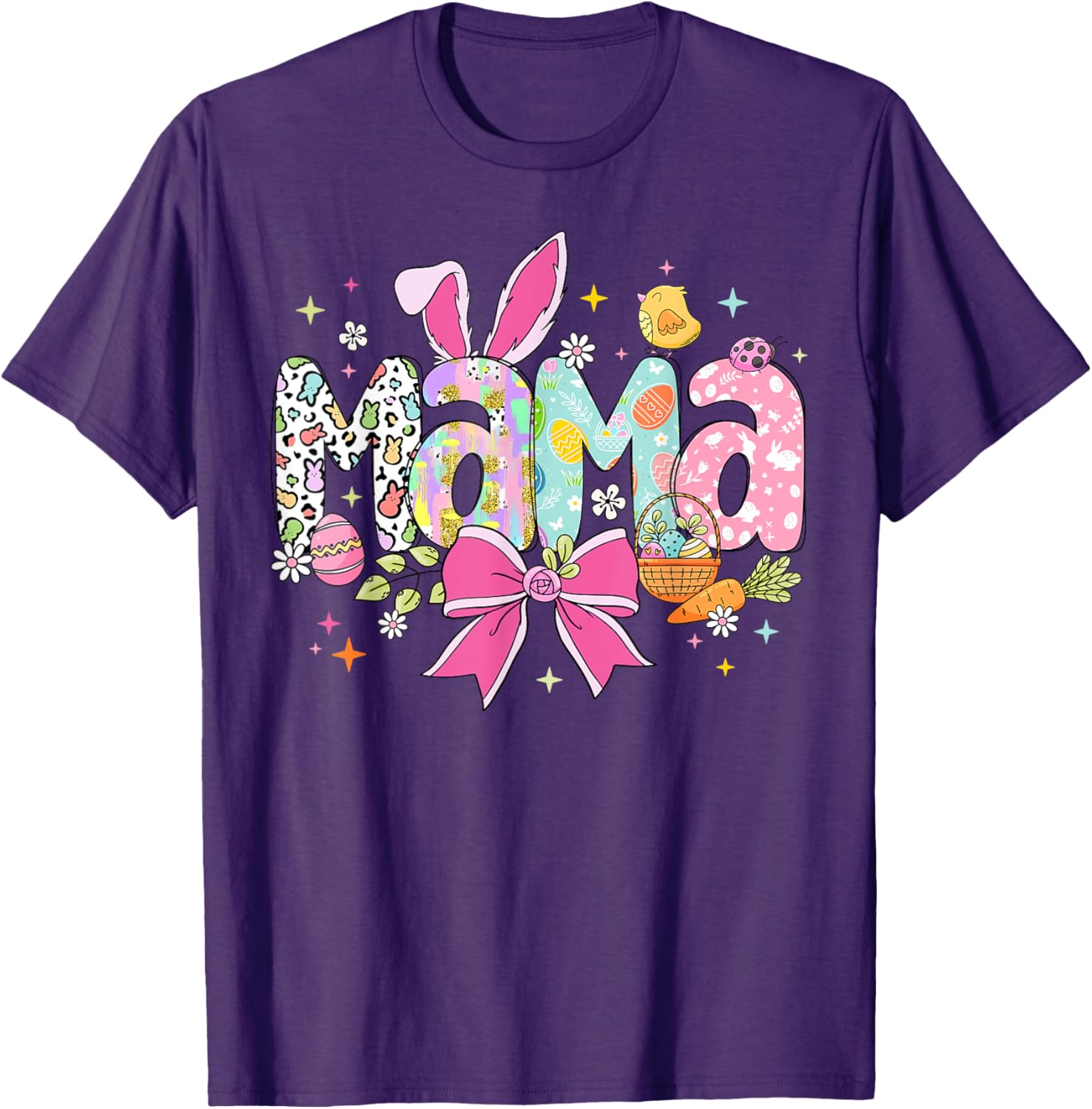 Cute MAMA Bunny Easter Day Coquette Bow T-Shirt