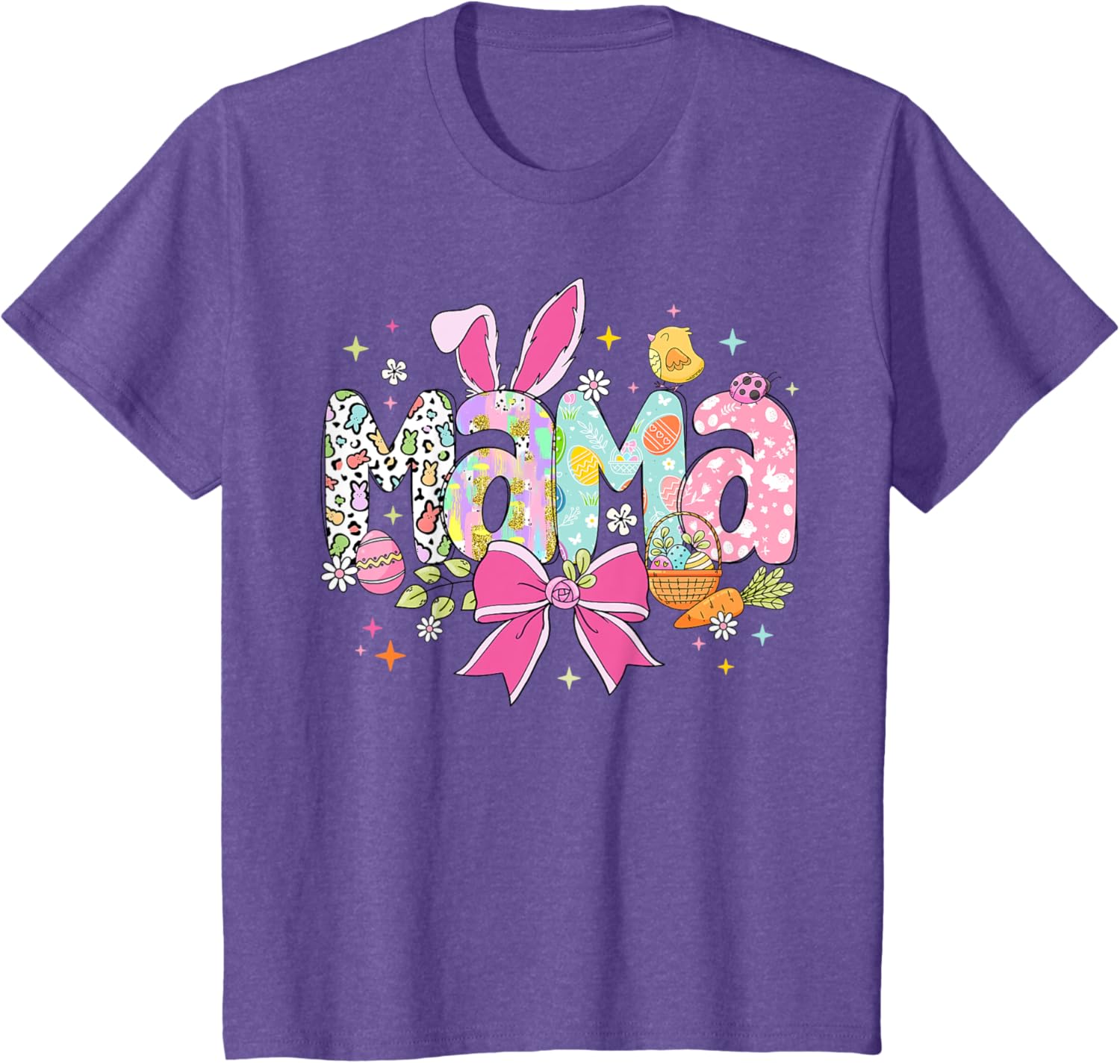 Cute MAMA Bunny Easter Day Coquette Bow T-Shirt