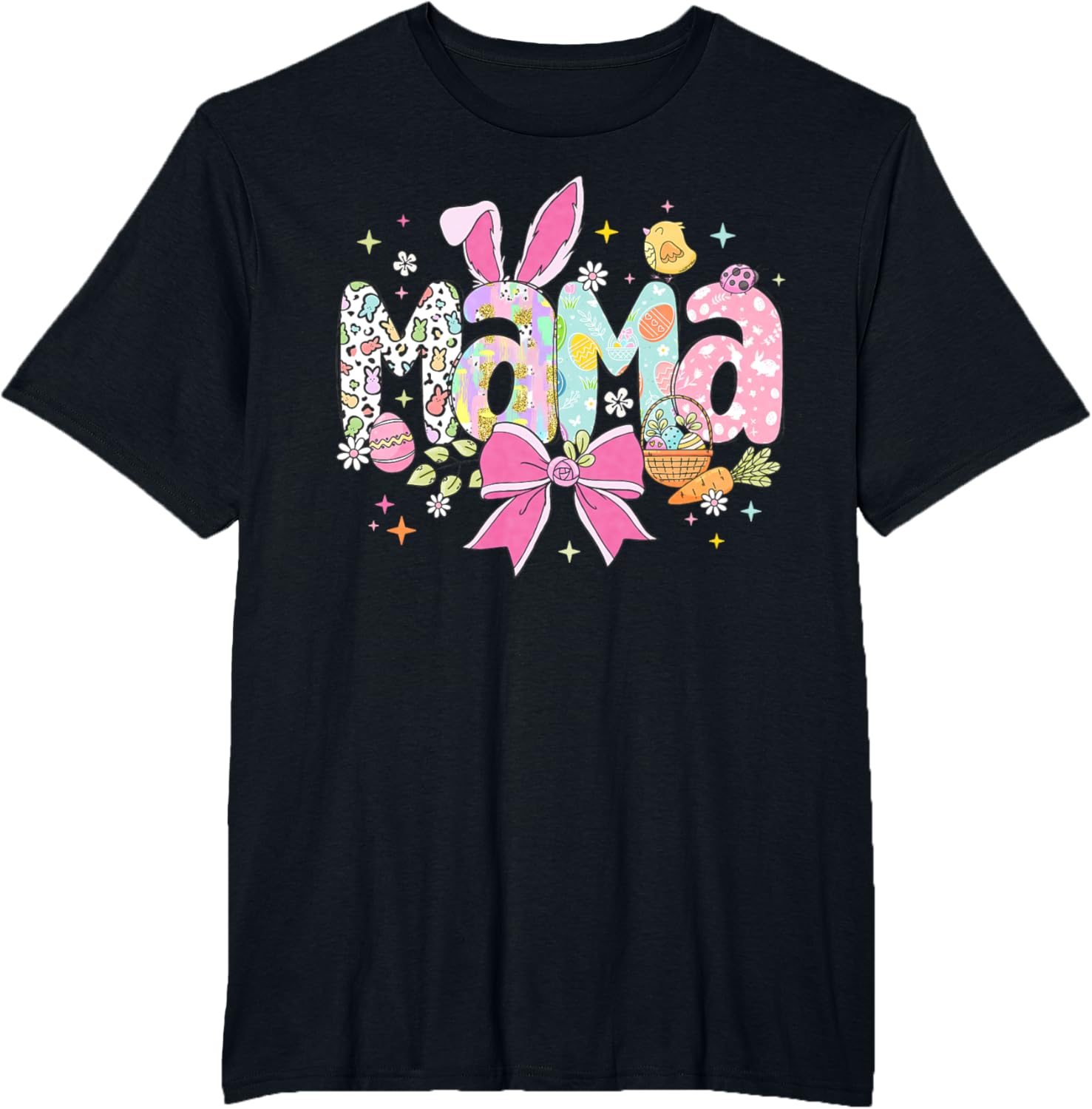 Cute MAMA Bunny Easter Day Coquette Bow T-Shirt