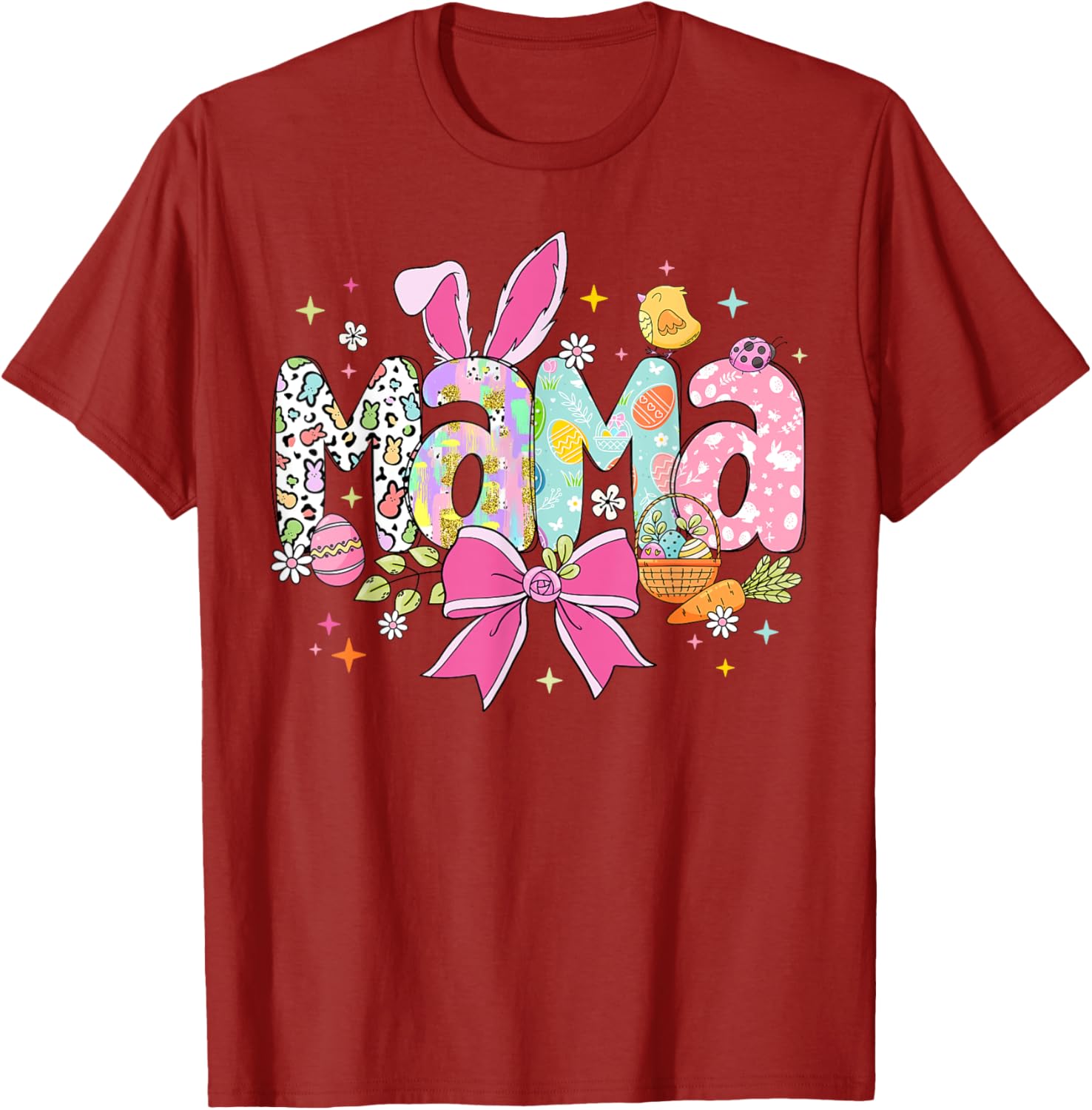 Cute MAMA Bunny Easter Day Coquette Bow T-Shirt