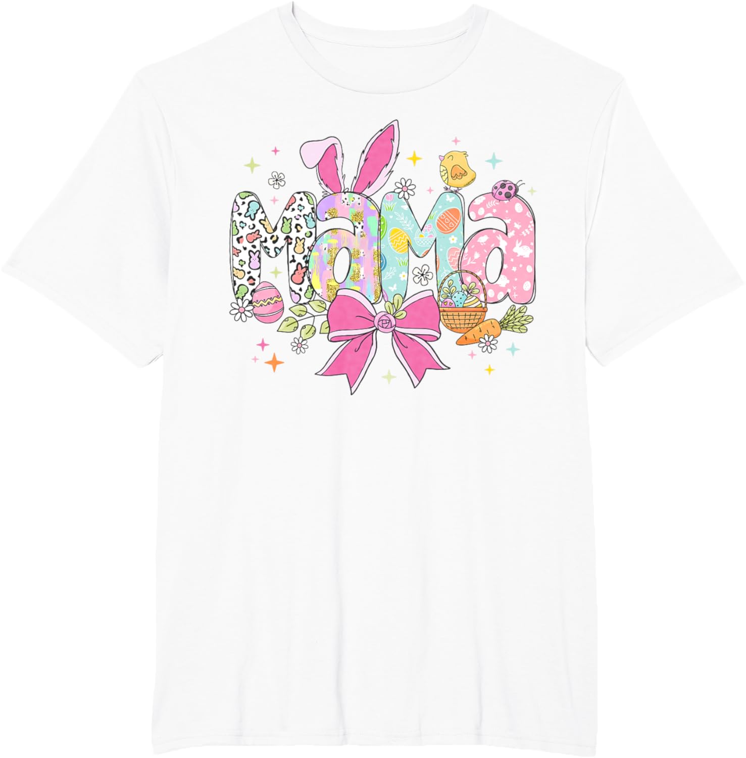 Cute MAMA Bunny Easter Day Coquette Bow T-Shirt