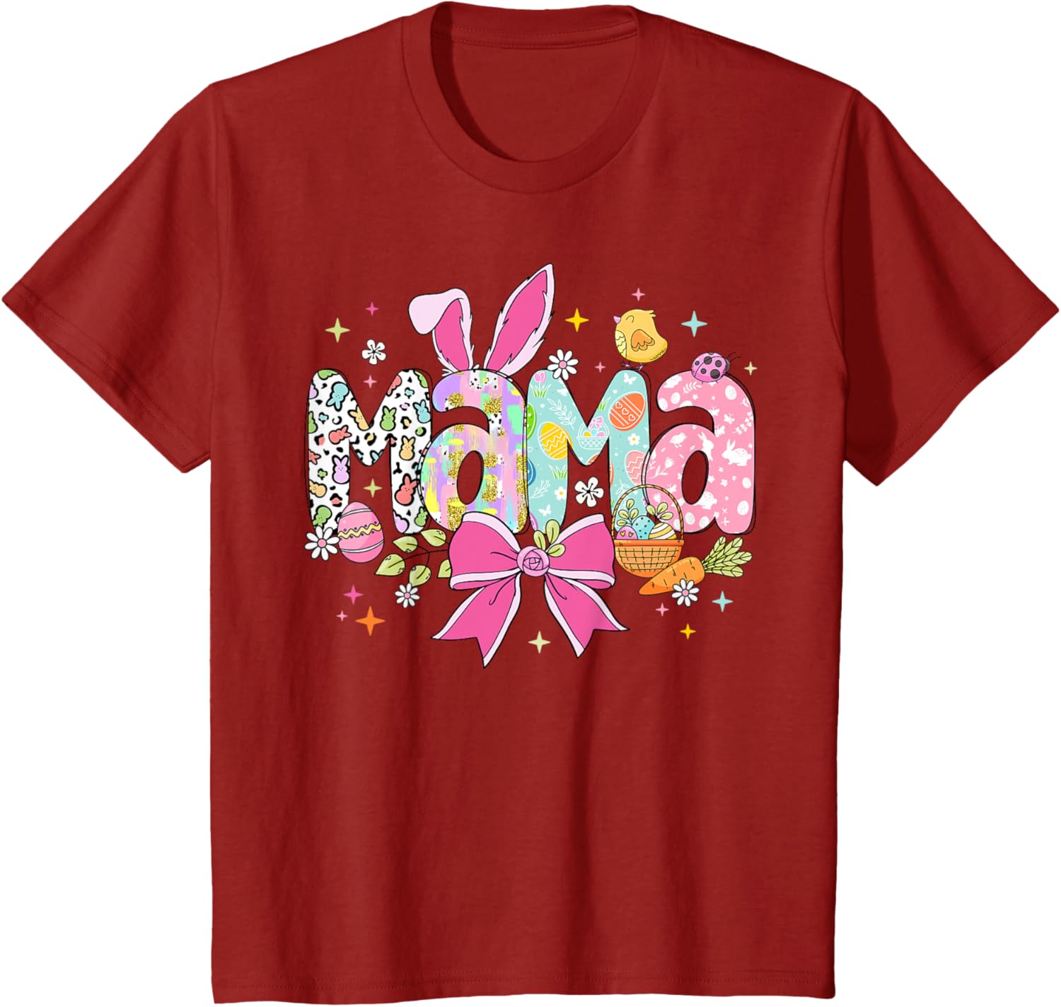 Cute MAMA Bunny Easter Day Coquette Bow T-Shirt