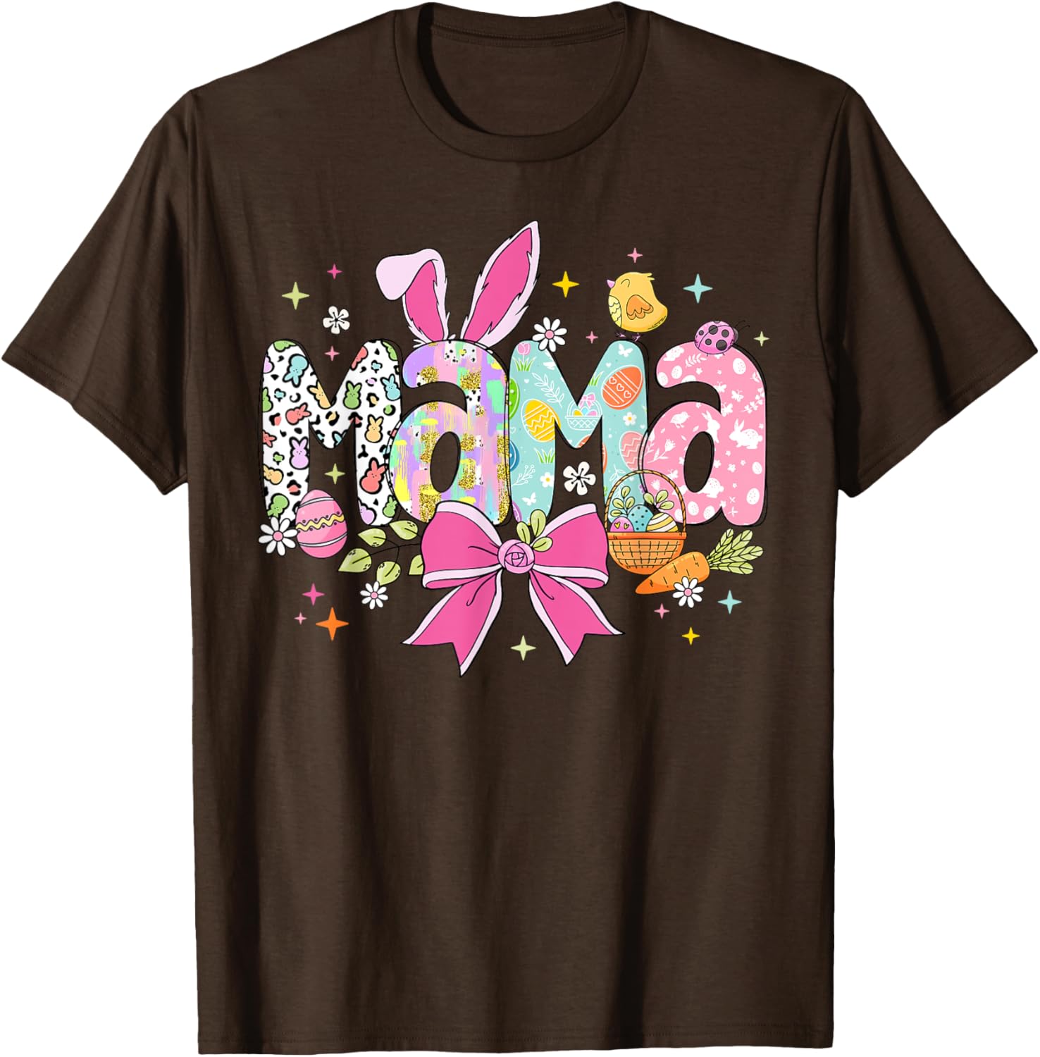 Cute MAMA Bunny Easter Day Coquette Bow T-Shirt