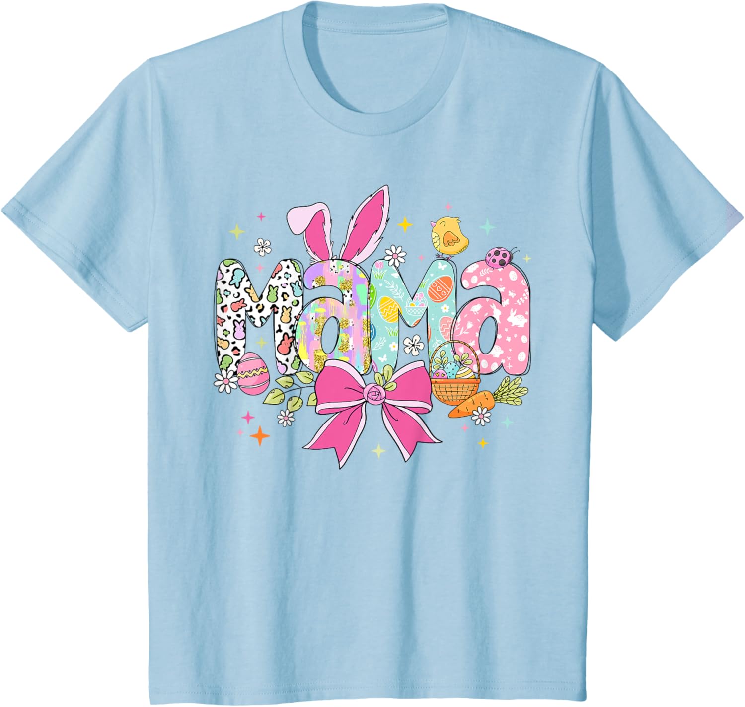 Cute MAMA Bunny Easter Day Coquette Bow T-Shirt