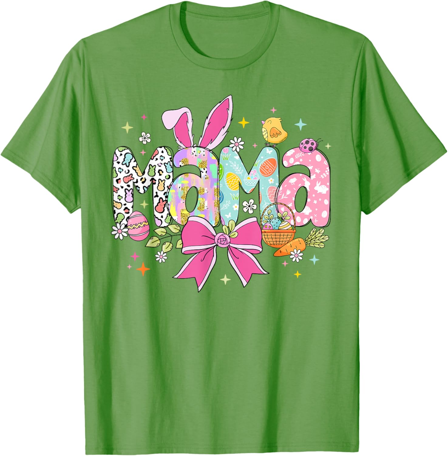 Cute MAMA Bunny Easter Day Coquette Bow T-Shirt