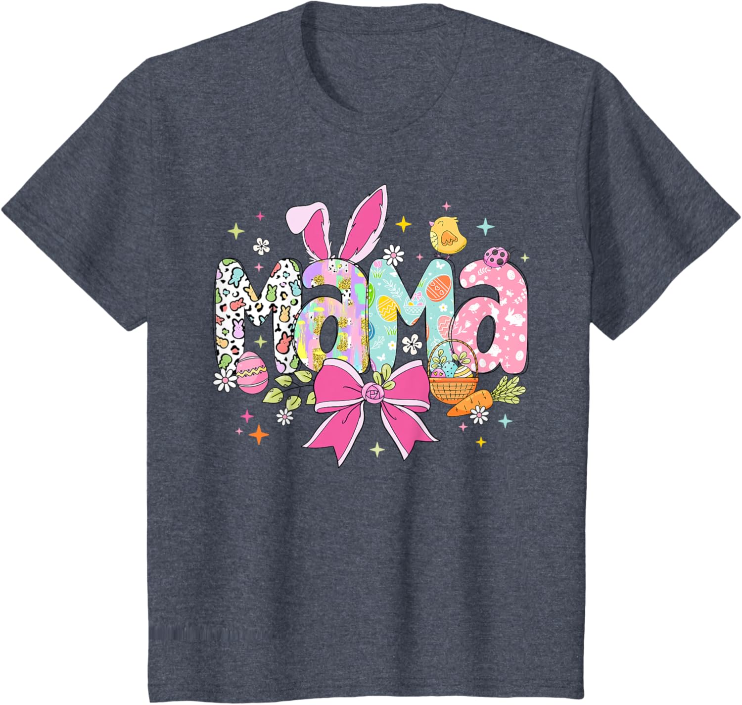 Cute MAMA Bunny Easter Day Coquette Bow T-Shirt