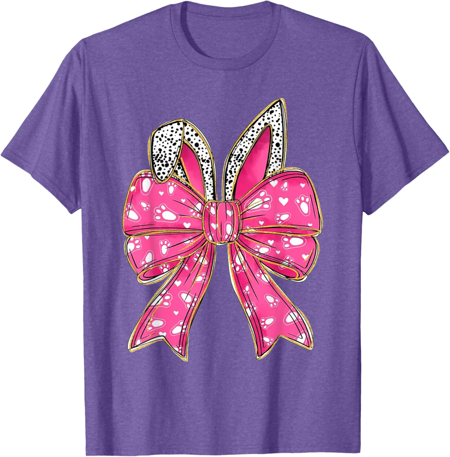 Cute Pink Coquette Bow Bunny Ears Kids Girls Happy Easter T-Shirt