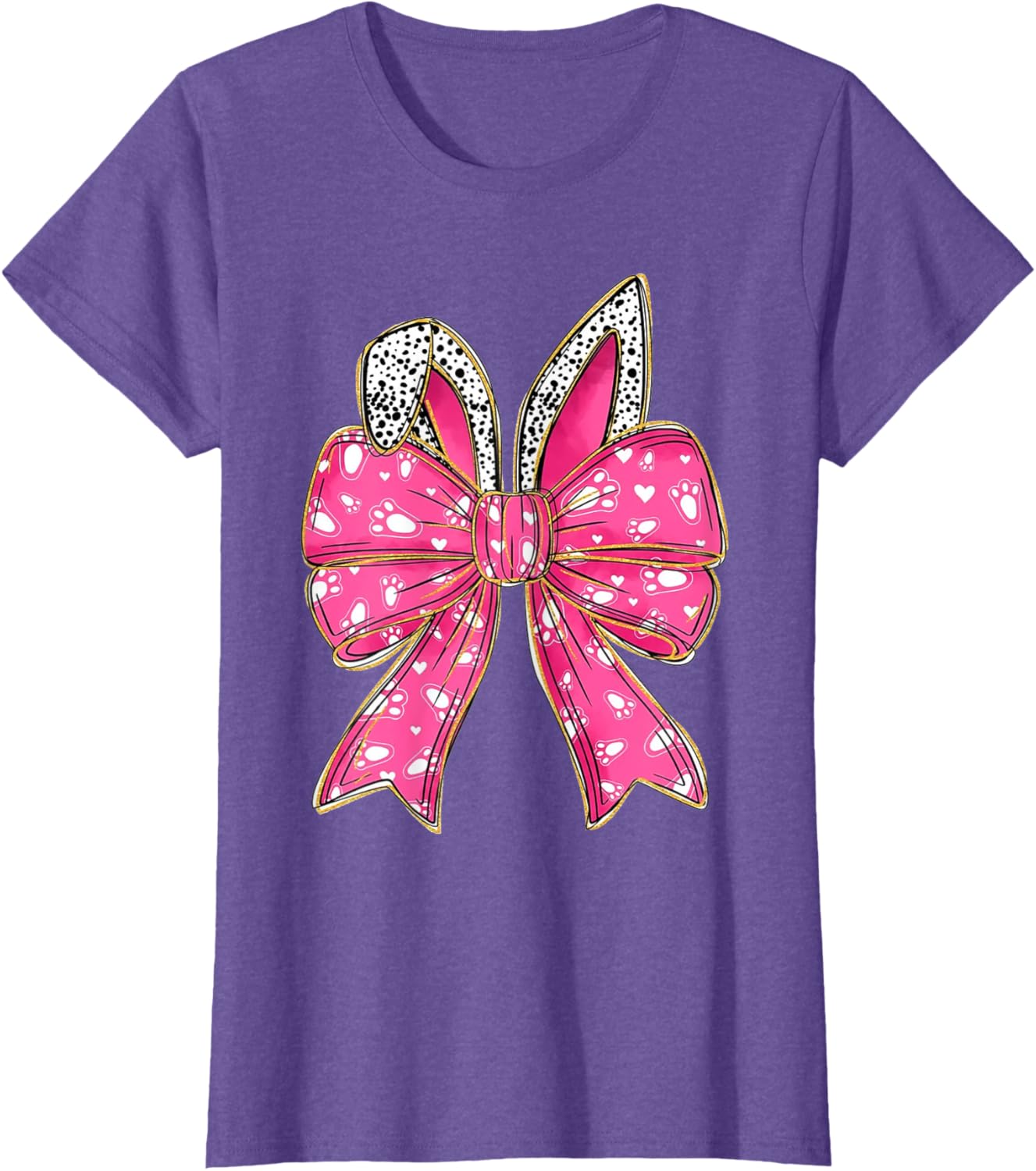 Cute Pink Coquette Bow Bunny Ears Kids Girls Happy Easter T-Shirt