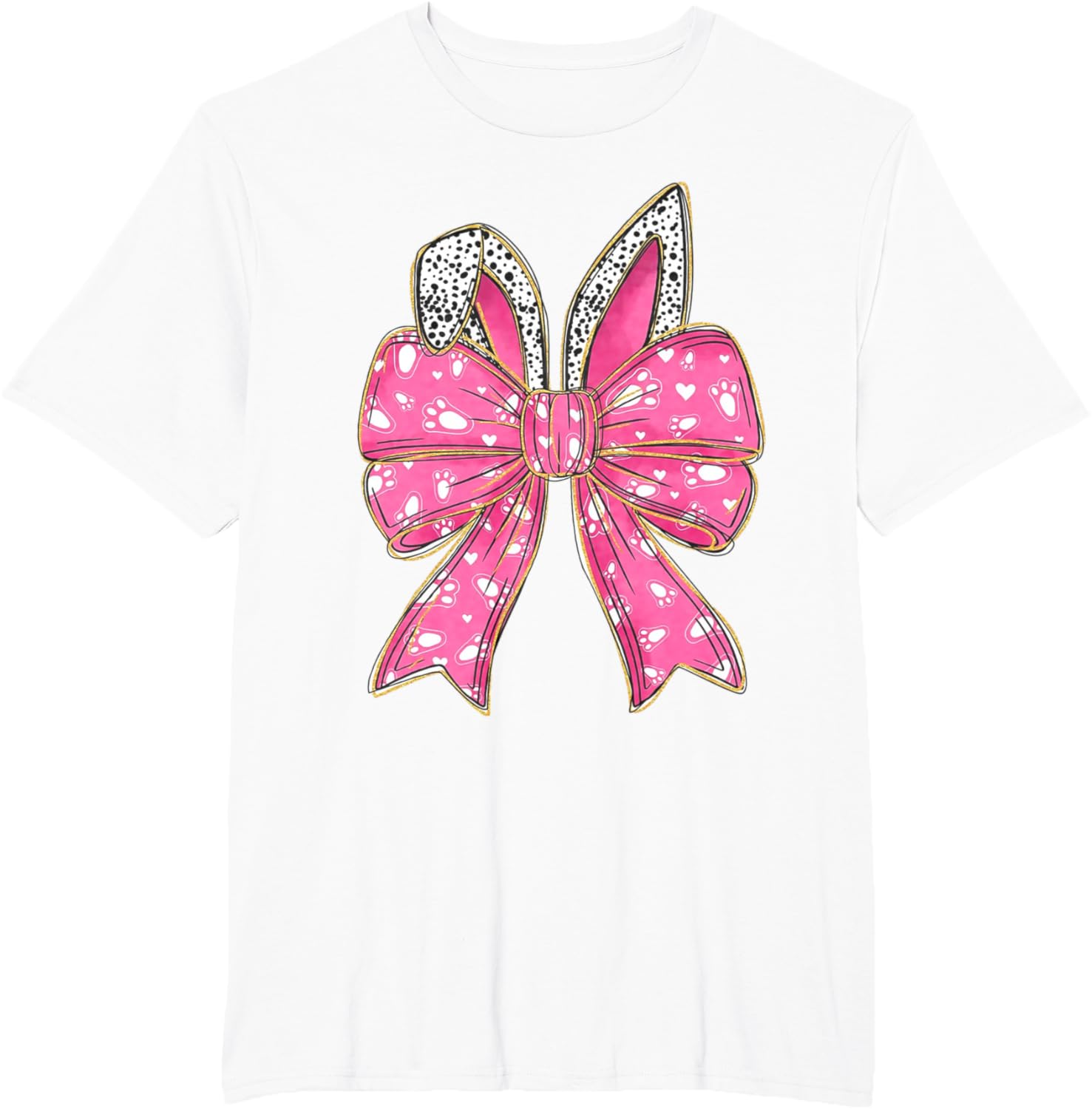 Cute Pink Coquette Bow Bunny Ears Kids Girls Happy Easter T-Shirt