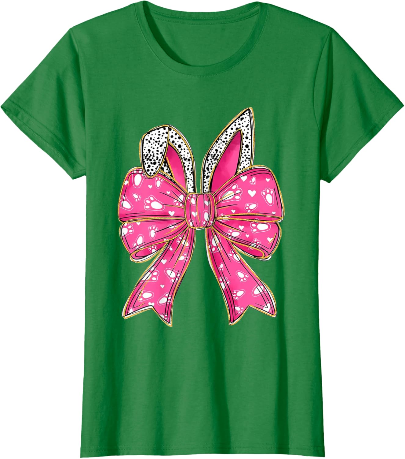 Cute Pink Coquette Bow Bunny Ears Kids Girls Happy Easter T-Shirt