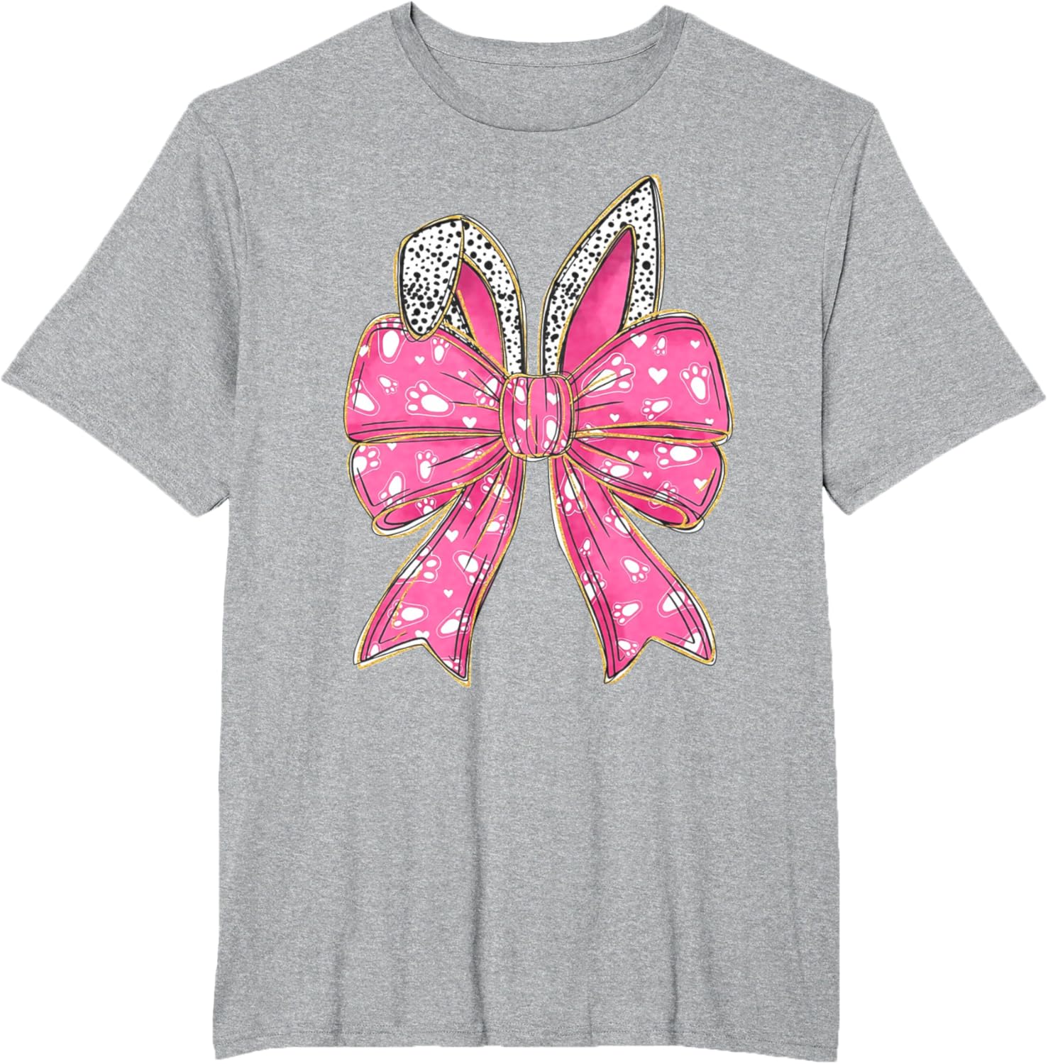 Cute Pink Coquette Bow Bunny Ears Kids Girls Happy Easter T-Shirt