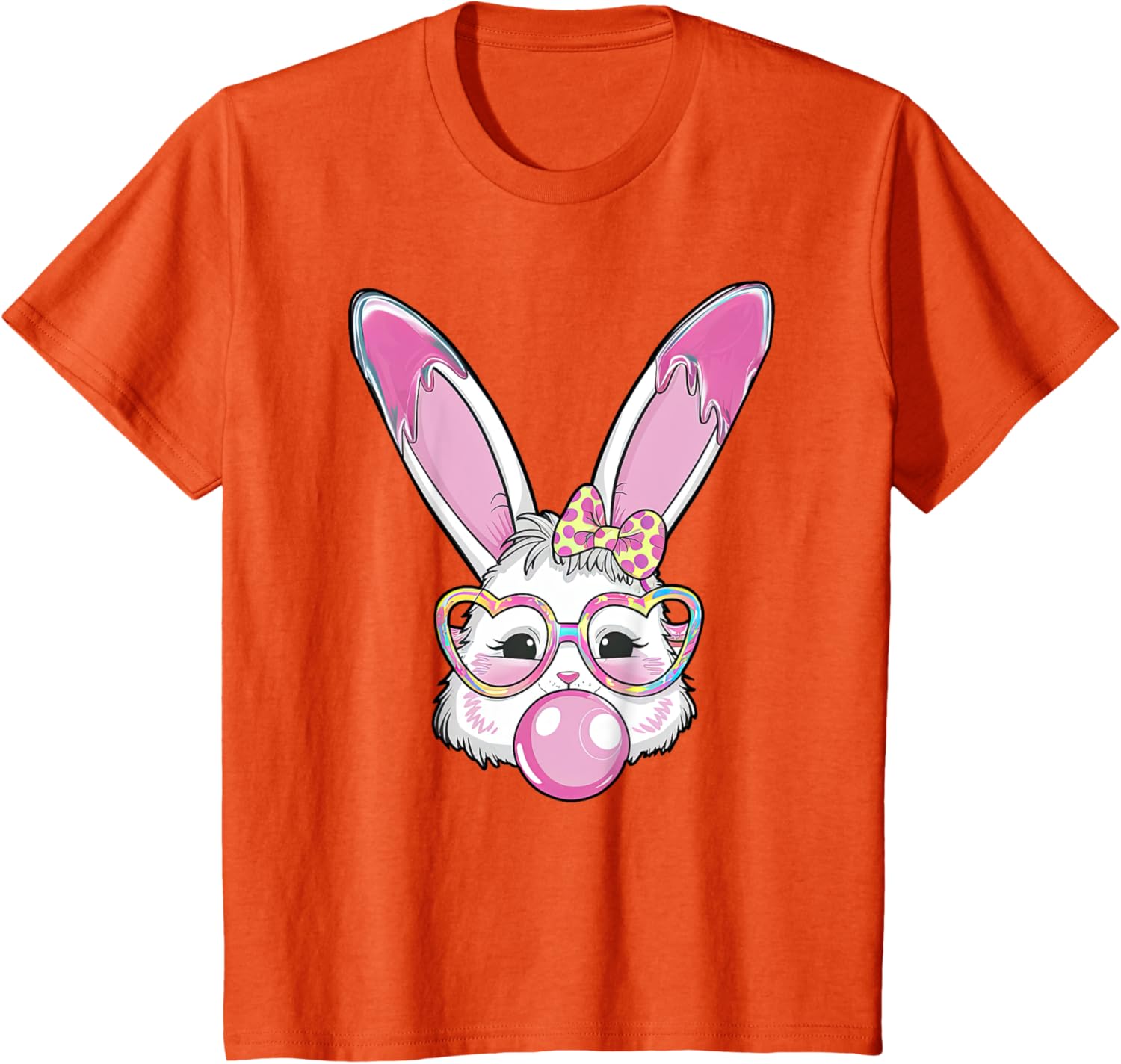 Cute Rabbit Bunny Blowing Bubble Gum Easter Day Coquette Bow T-Shirt