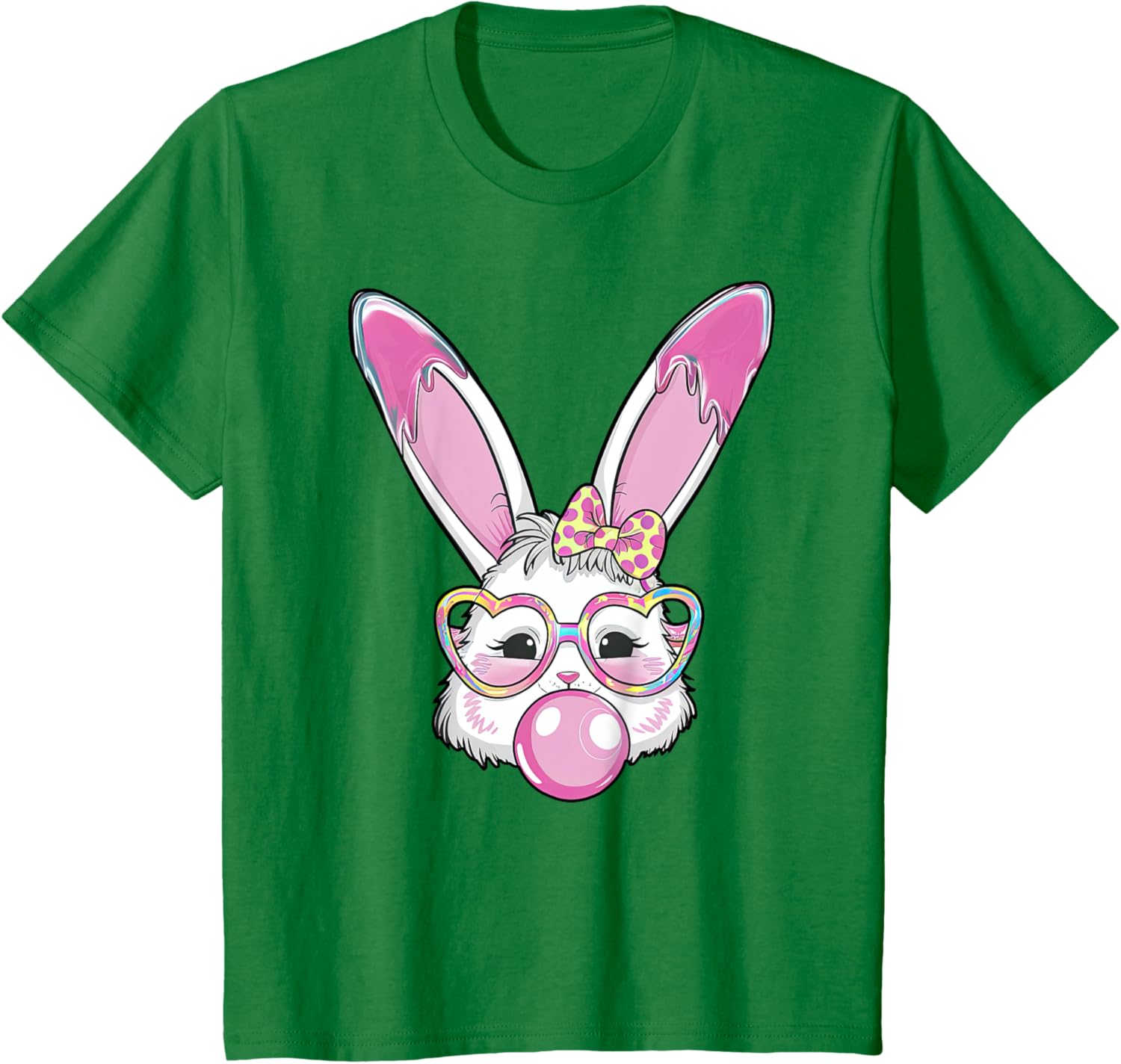 Cute Rabbit Bunny Blowing Bubble Gum Easter Day Coquette Bow T-Shirt