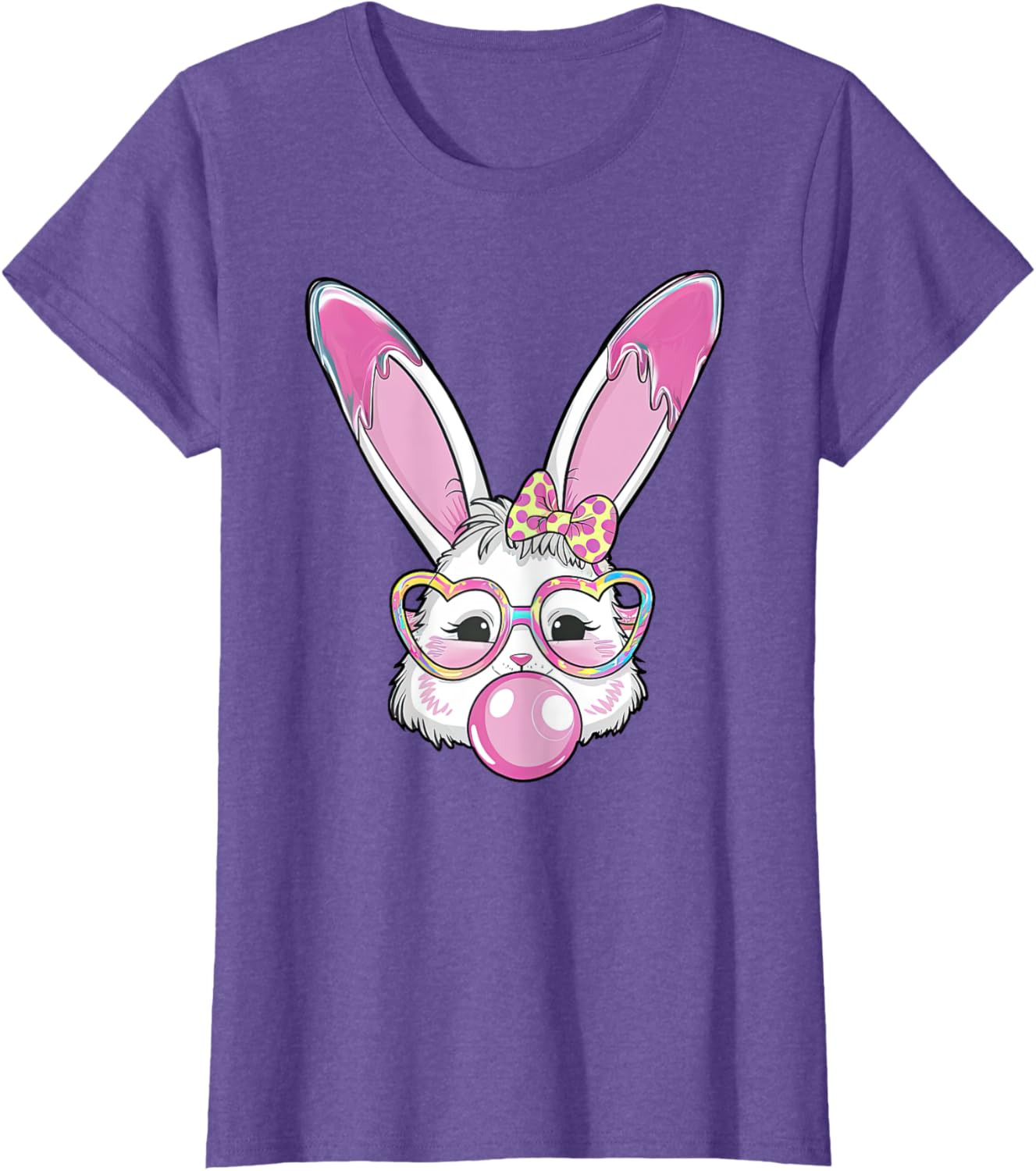 Cute Rabbit Bunny Blowing Bubble Gum Easter Day Coquette Bow T-Shirt