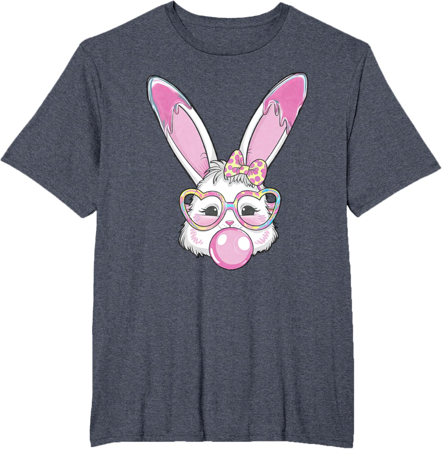 Cute Rabbit Bunny Blowing Bubble Gum Easter Day Coquette Bow T-Shirt