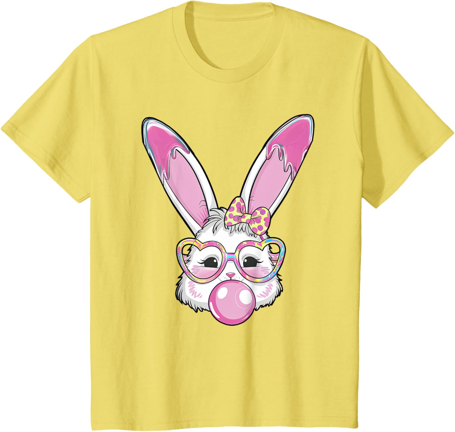 Cute Rabbit Bunny Blowing Bubble Gum Easter Day Coquette Bow T-Shirt