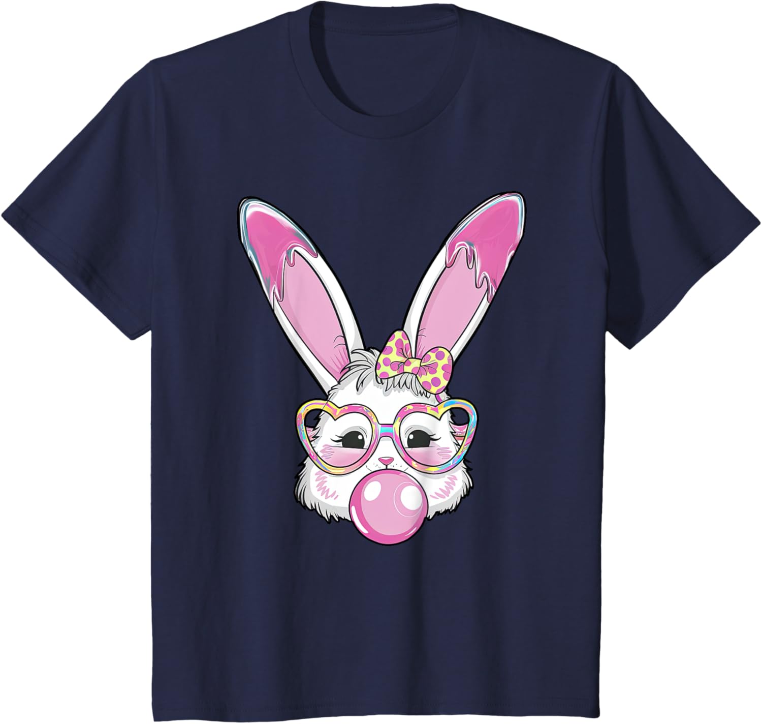 Cute Rabbit Bunny Blowing Bubble Gum Easter Day Coquette Bow T-Shirt