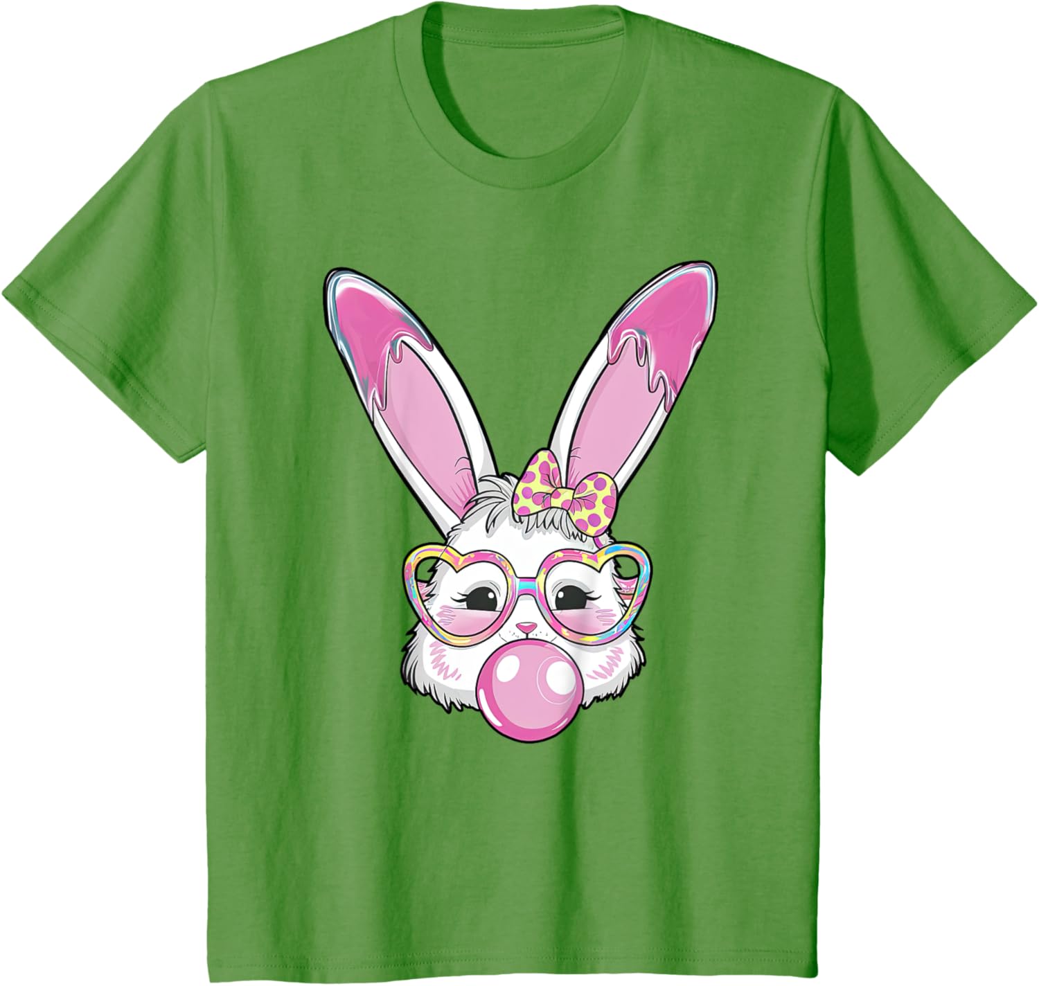 Cute Rabbit Bunny Blowing Bubble Gum Easter Day Coquette Bow T-Shirt