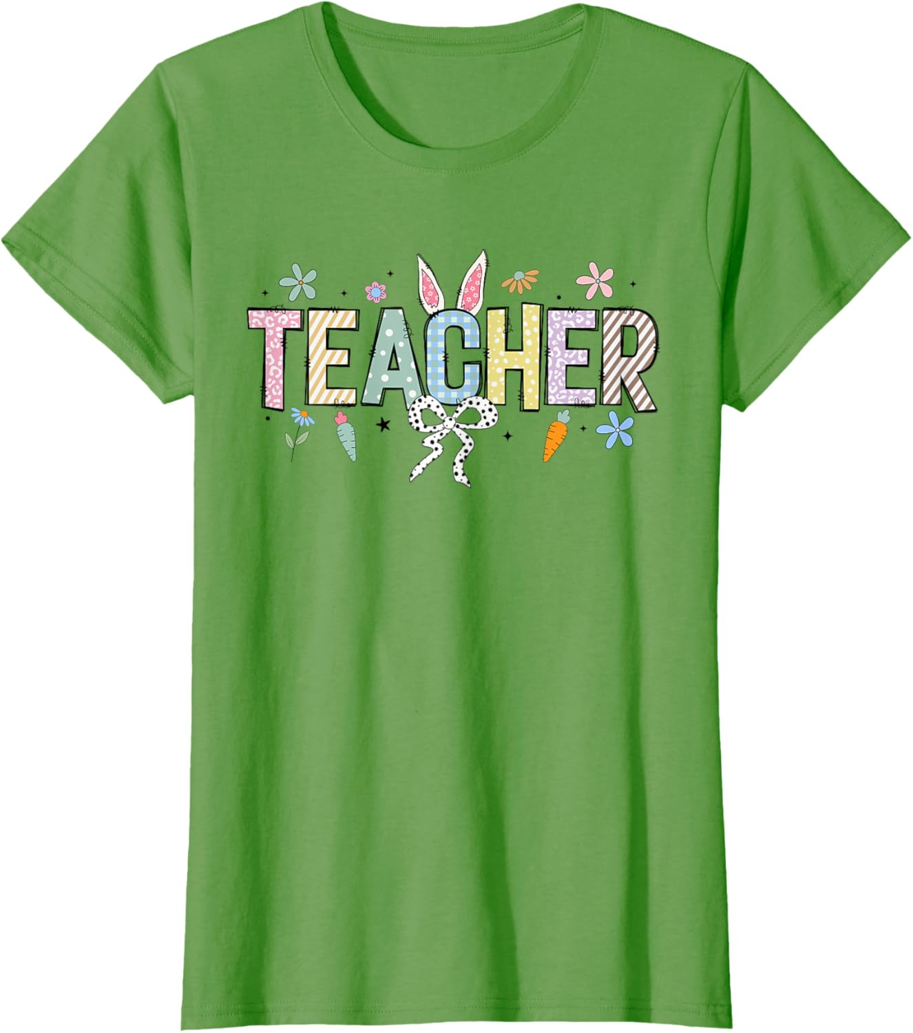 Cute Teacher Bunny Easter Day Coquette Bow For Women Men T-Shirt