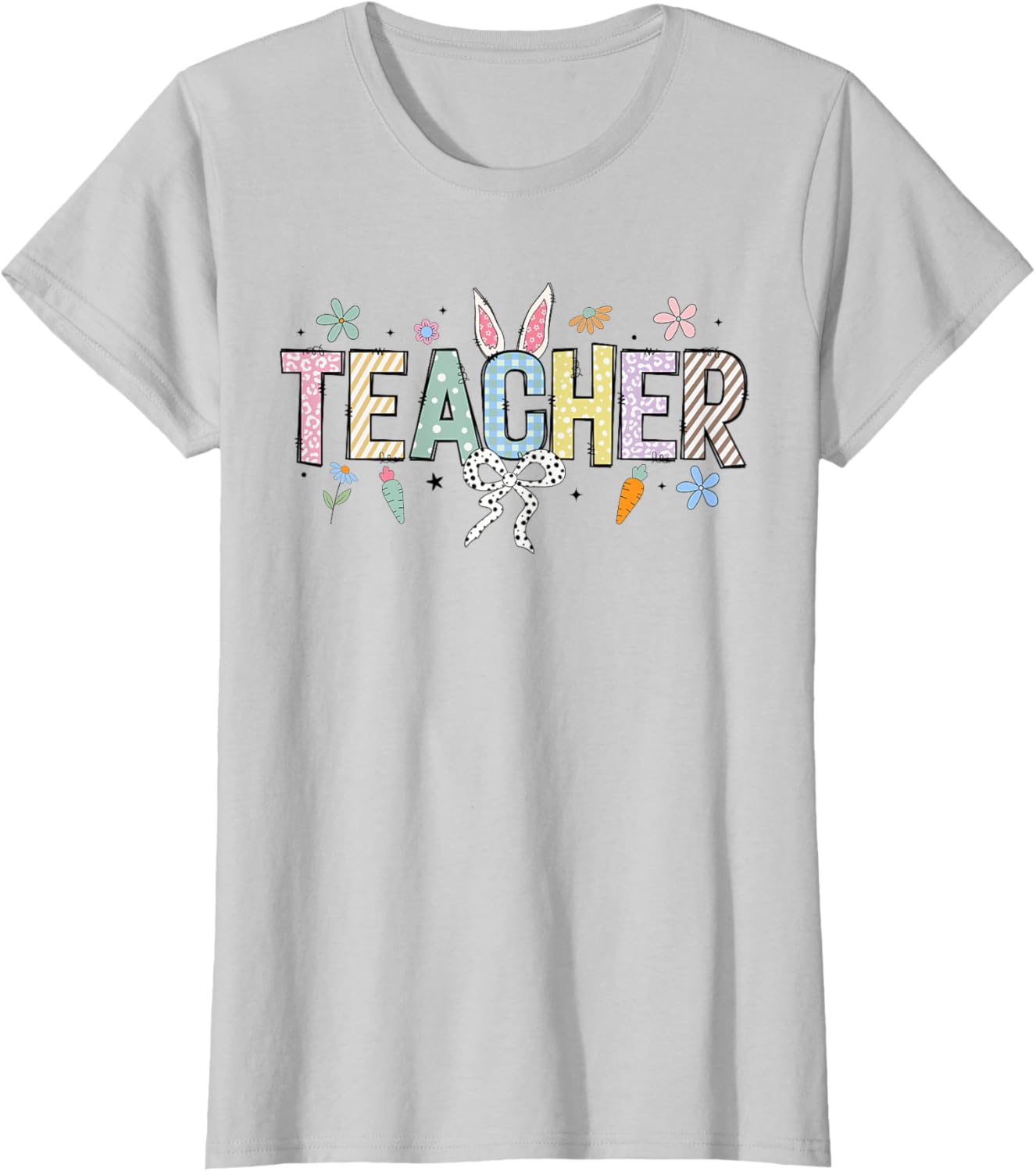 Cute Teacher Bunny Easter Day Coquette Bow For Women Men T-Shirt