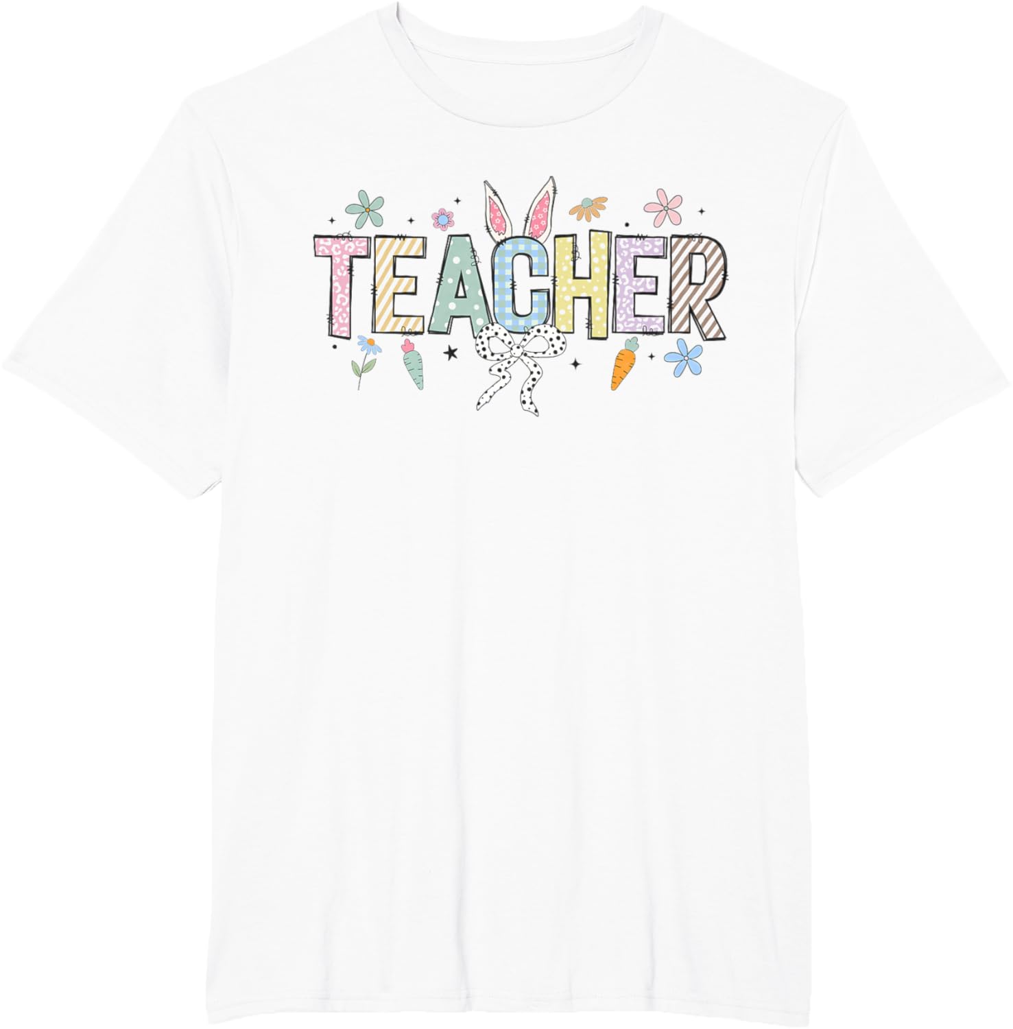 Cute Teacher Bunny Easter Day Coquette Bow For Women Men T-Shirt