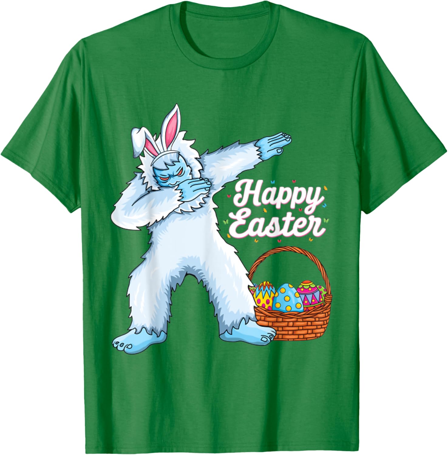 Dabbing Bigfoot Easter Eggs Bunny Happy Easter Day T-Shirt