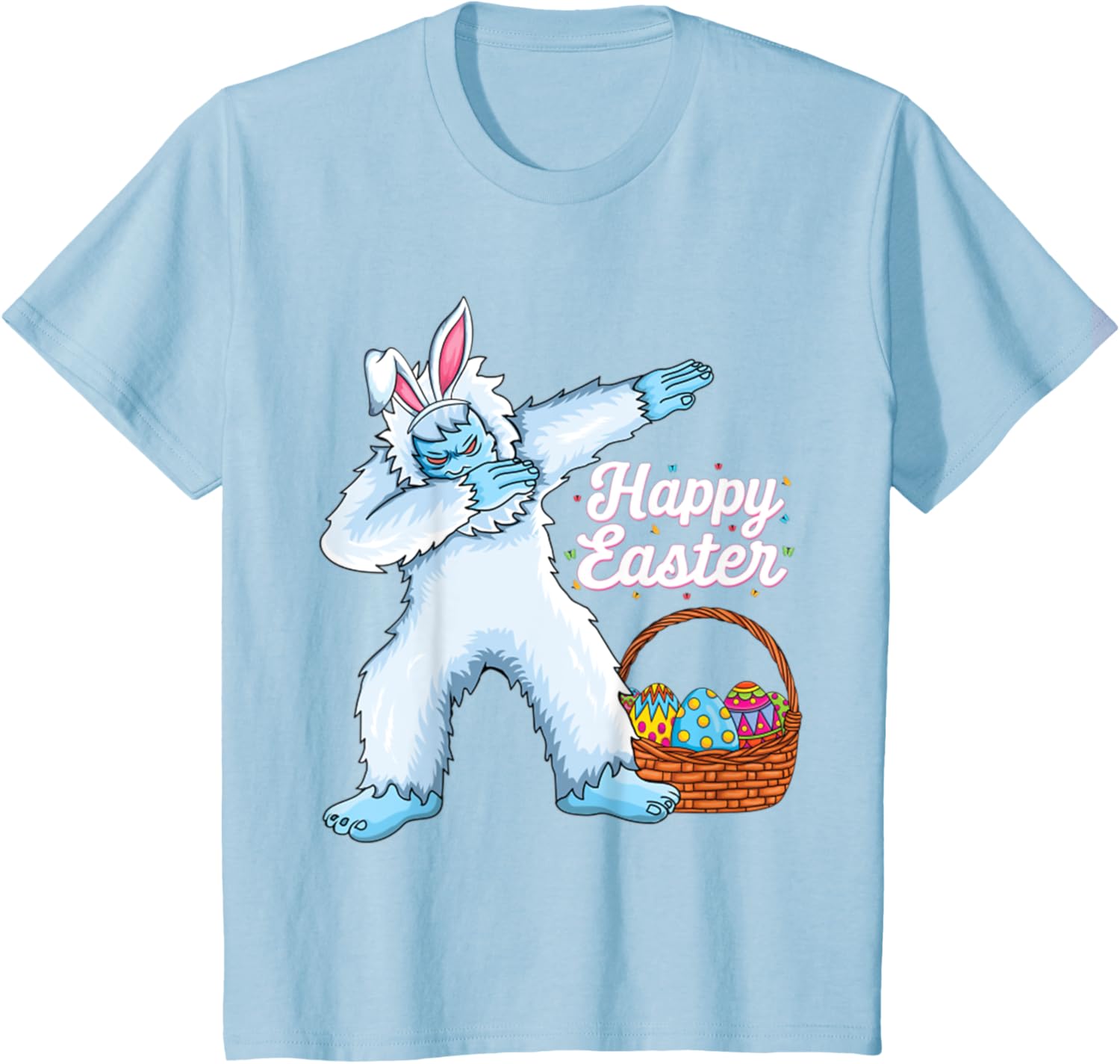 Dabbing Bigfoot Easter Eggs Bunny Happy Easter Day T-Shirt