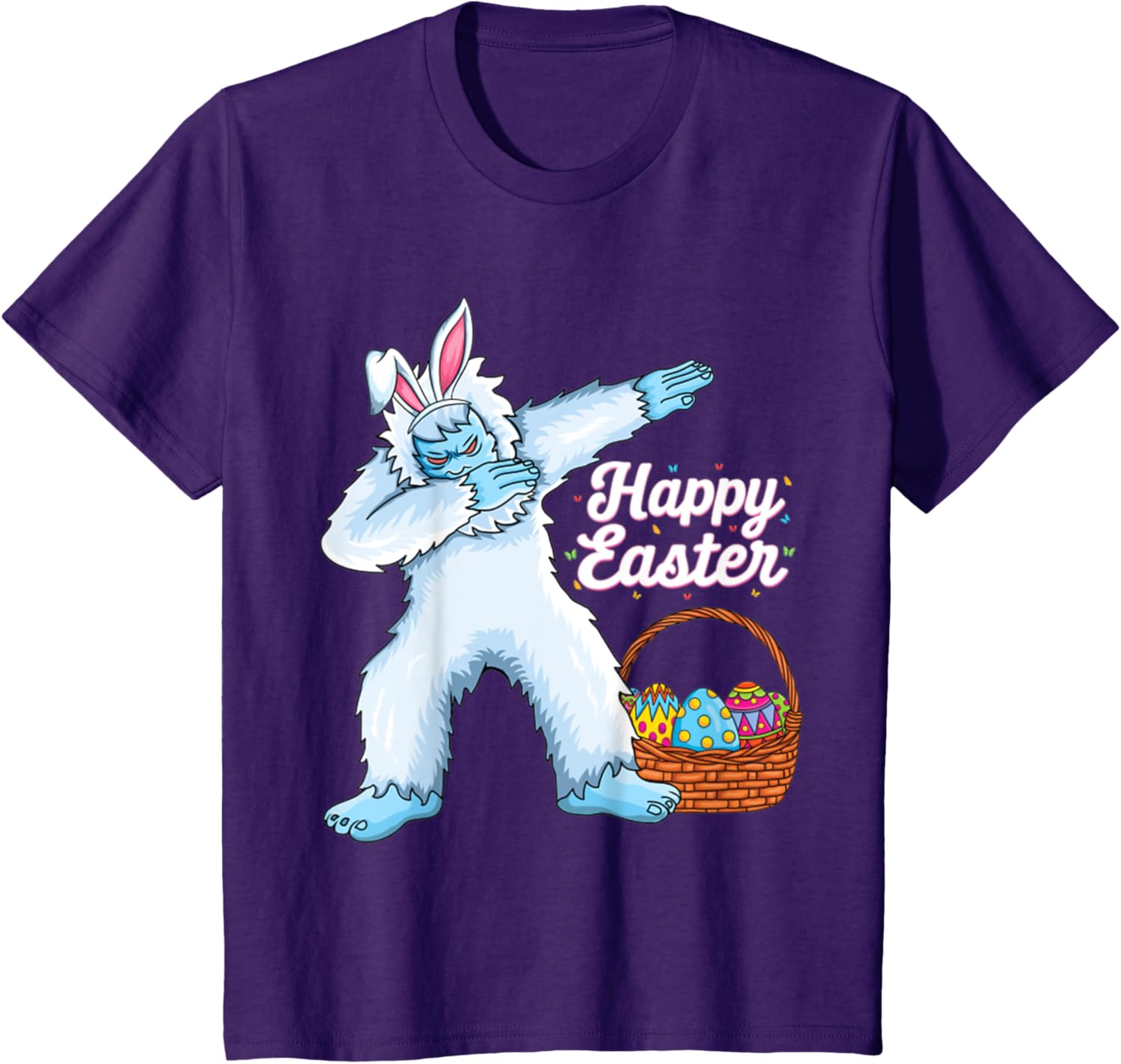 Dabbing Bigfoot Easter Eggs Bunny Happy Easter Day T-Shirt