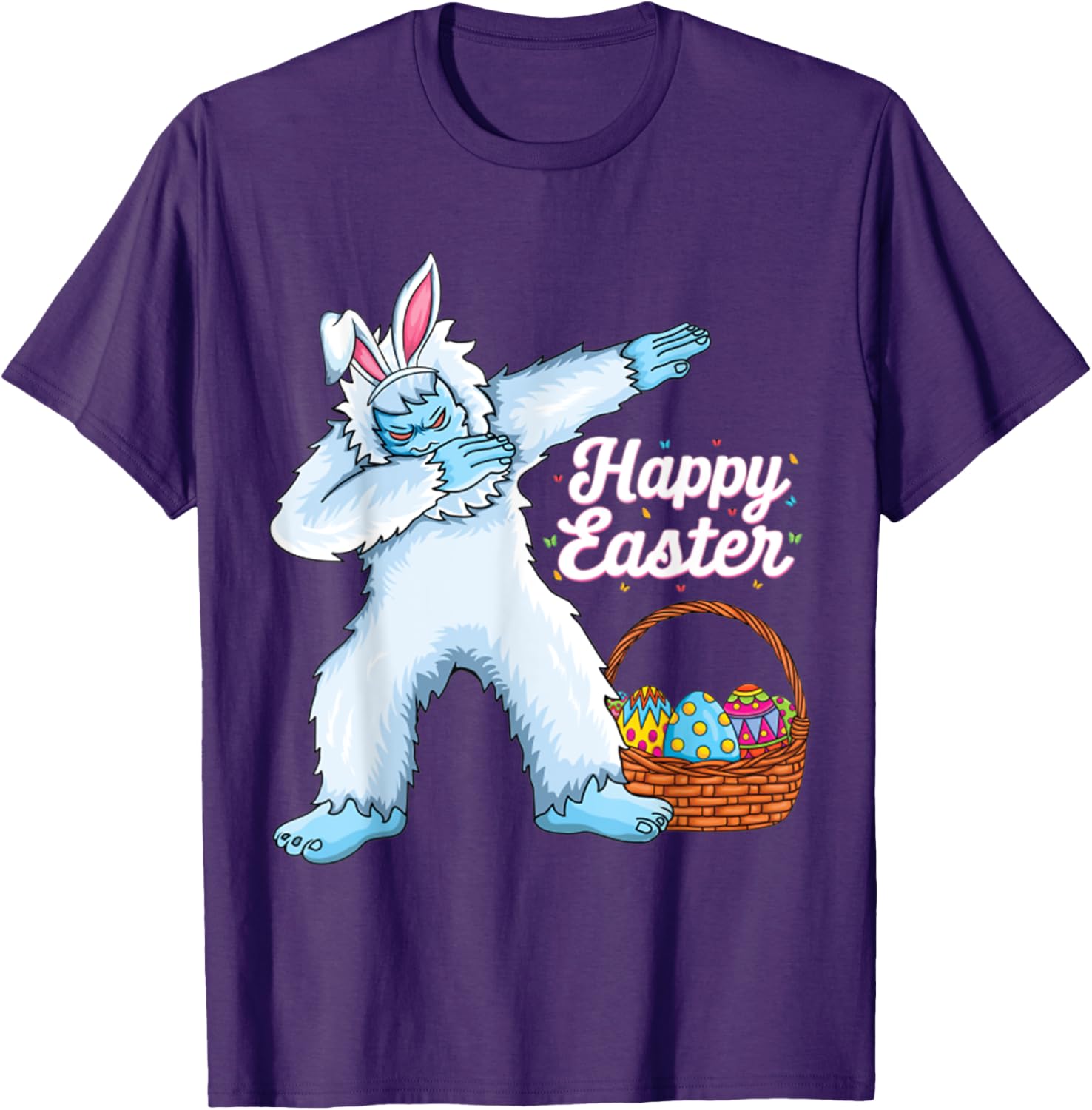 Dabbing Bigfoot Easter Eggs Bunny Happy Easter Day T-Shirt