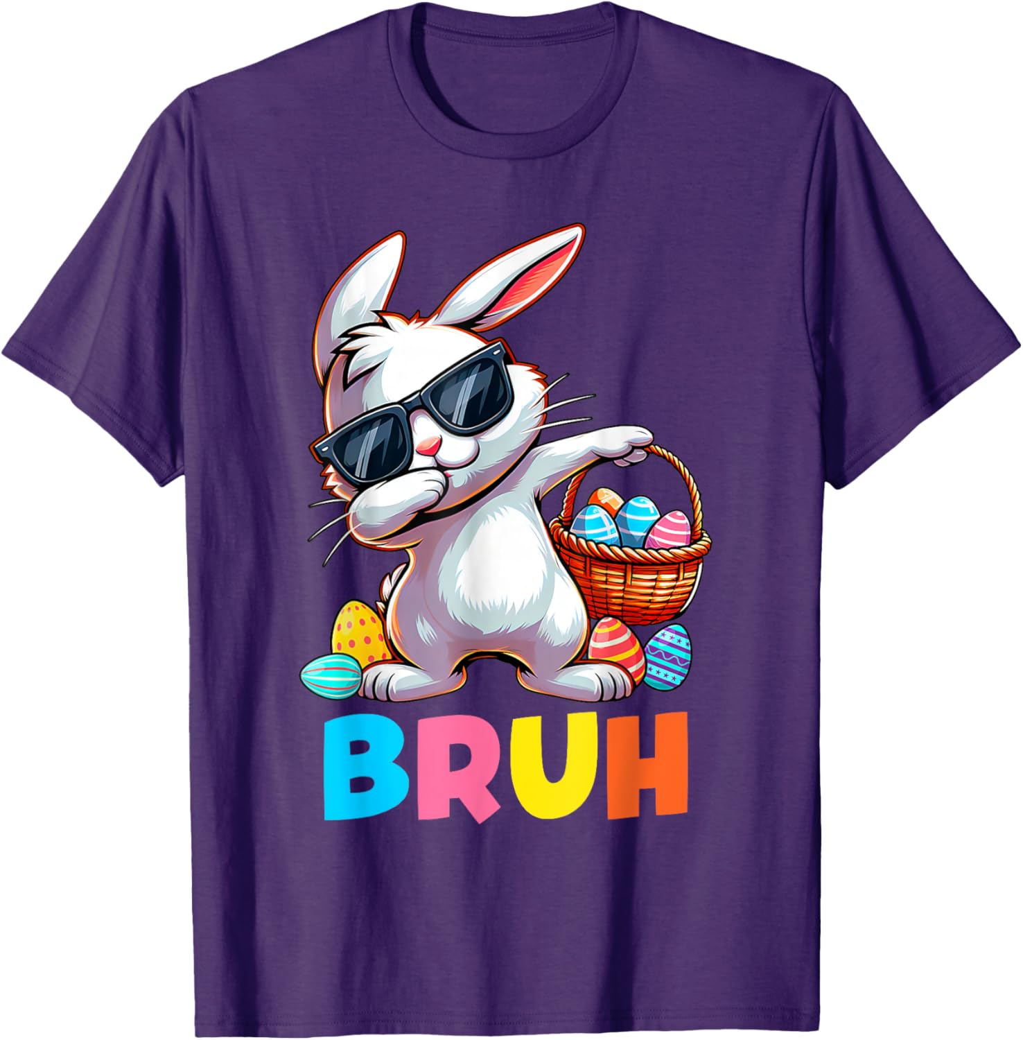 Dabbing Bunny Bruh Meme Saying Bro Greeting Boys Easter Day T-Shirt