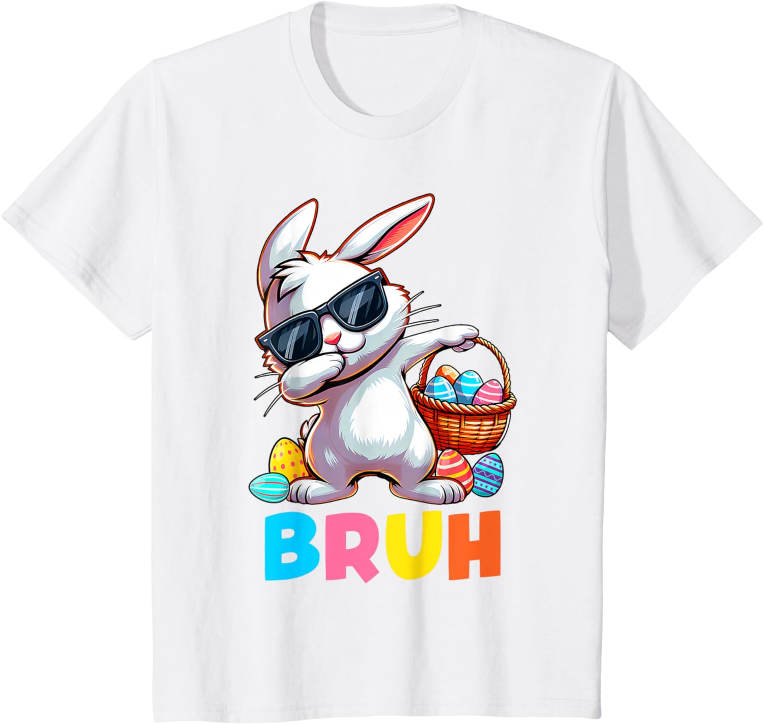 Dabbing Bunny Bruh Meme Saying Bro Greeting Boys Easter Day T-Shirt