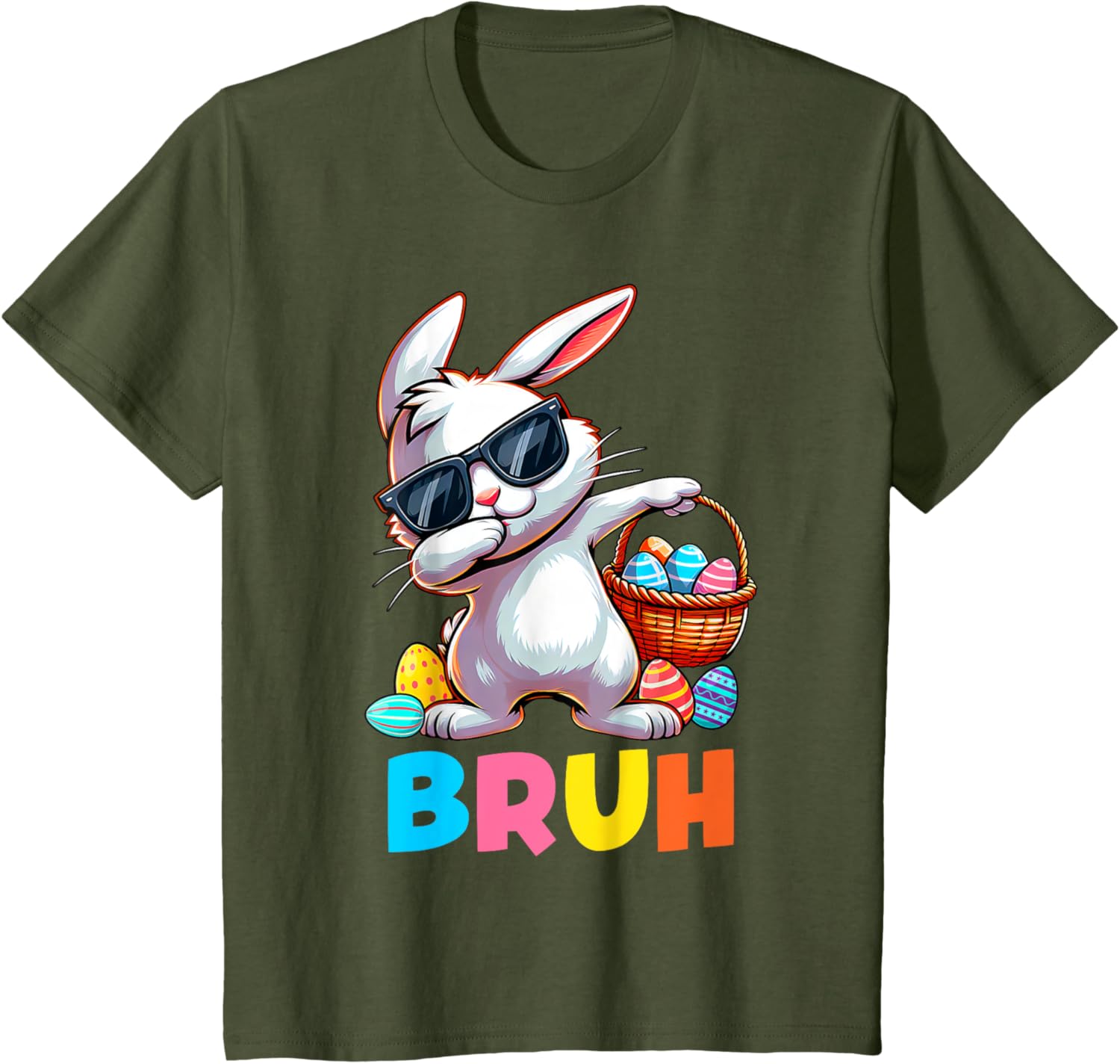 Dabbing Bunny Bruh Meme Saying Bro Greeting Boys Easter Day T-Shirt