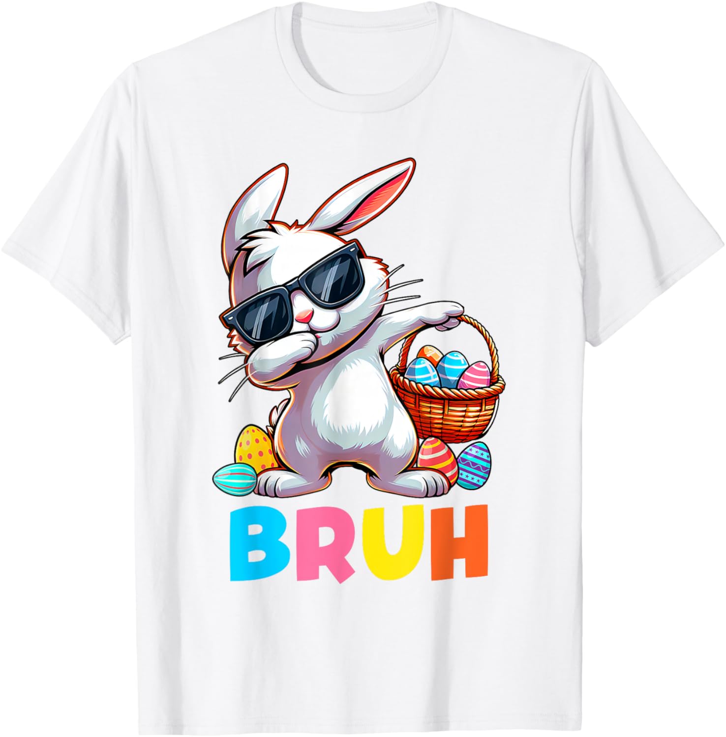 Dabbing Bunny Bruh Meme Saying Bro Greeting Boys Easter Day T-Shirt