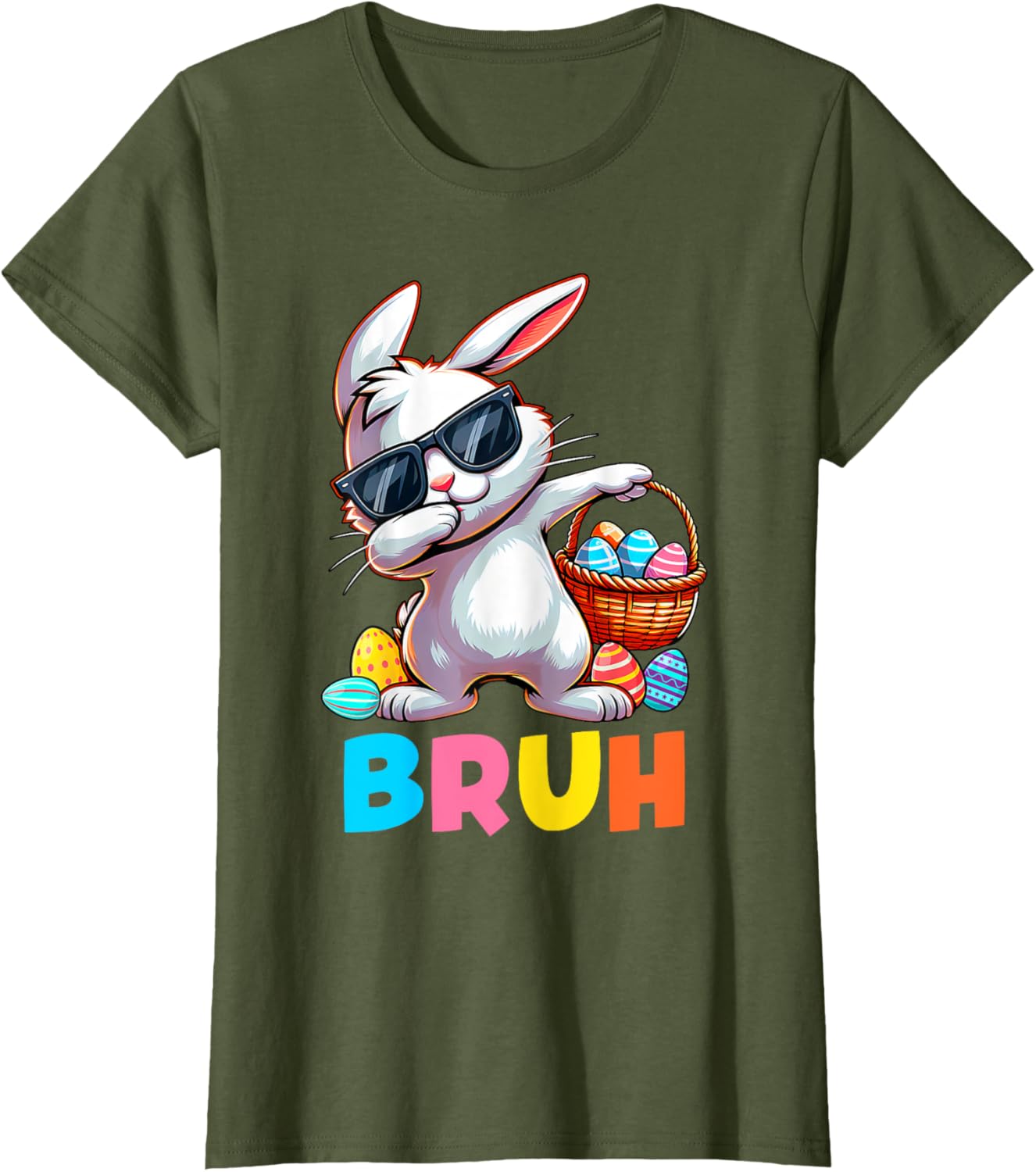 Dabbing Bunny Bruh Meme Saying Bro Greeting Boys Easter Day T-Shirt