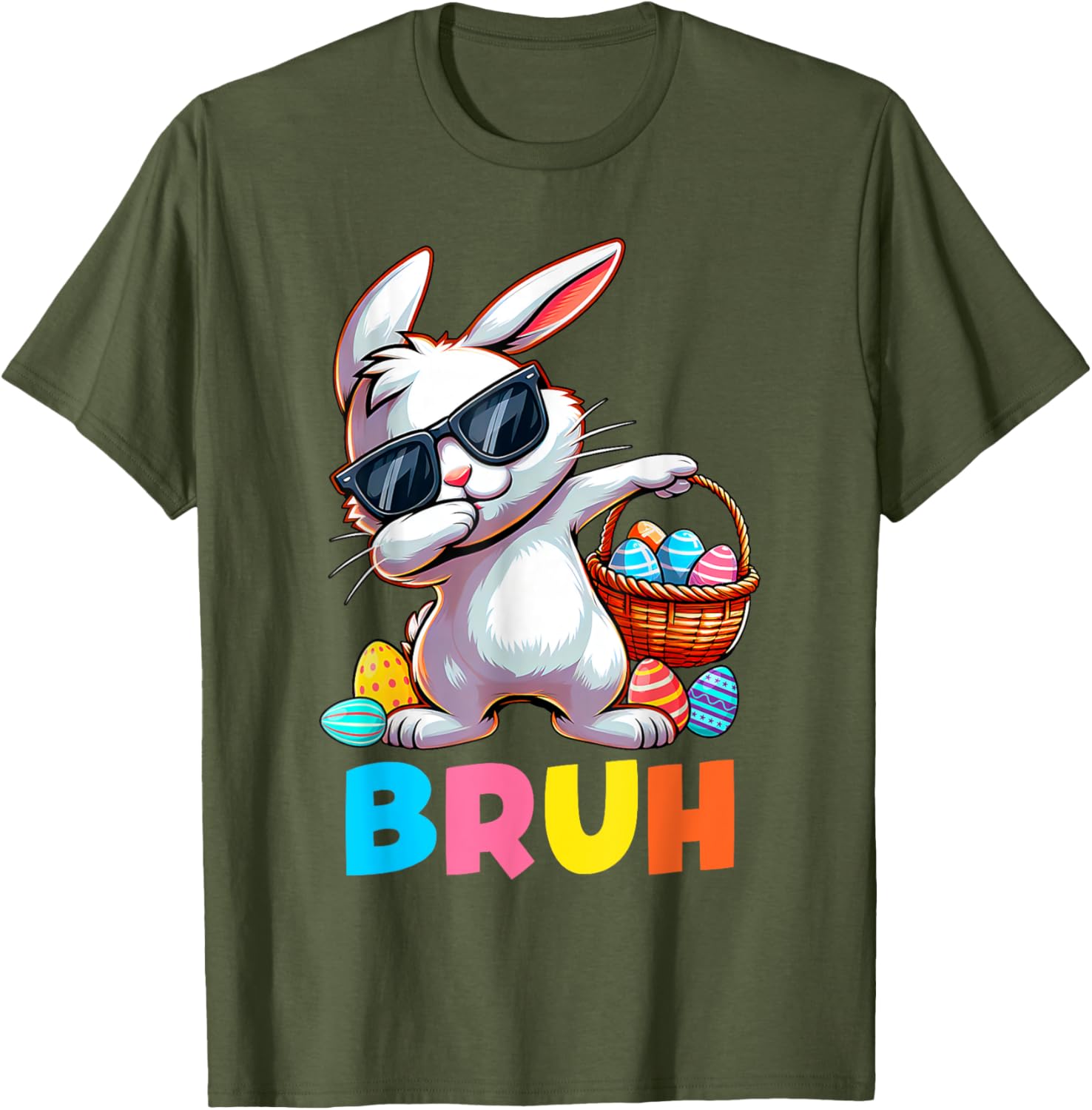 Dabbing Bunny Bruh Meme Saying Bro Greeting Boys Easter Day T-Shirt