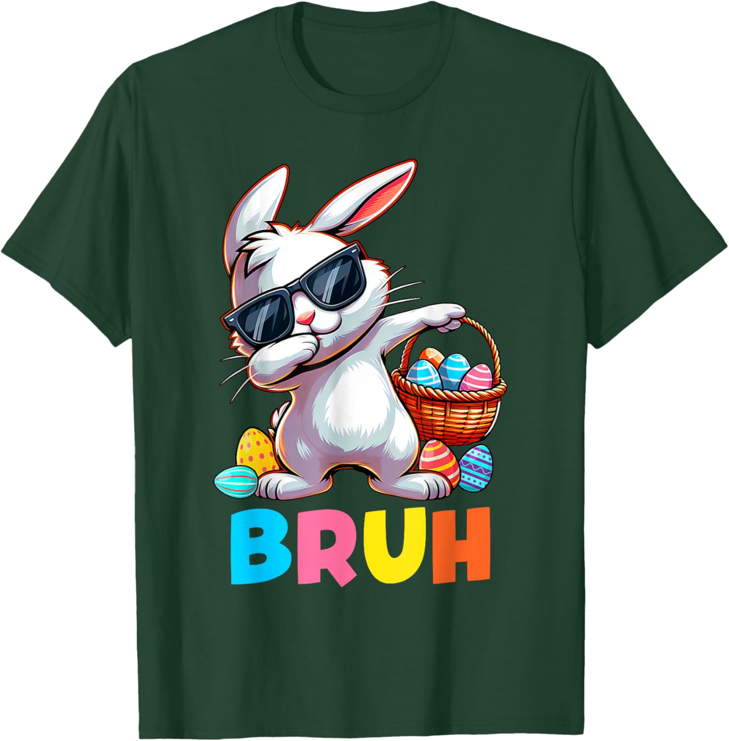 Dabbing Bunny Bruh Meme Saying Bro Greeting Boys Easter Day T-Shirt