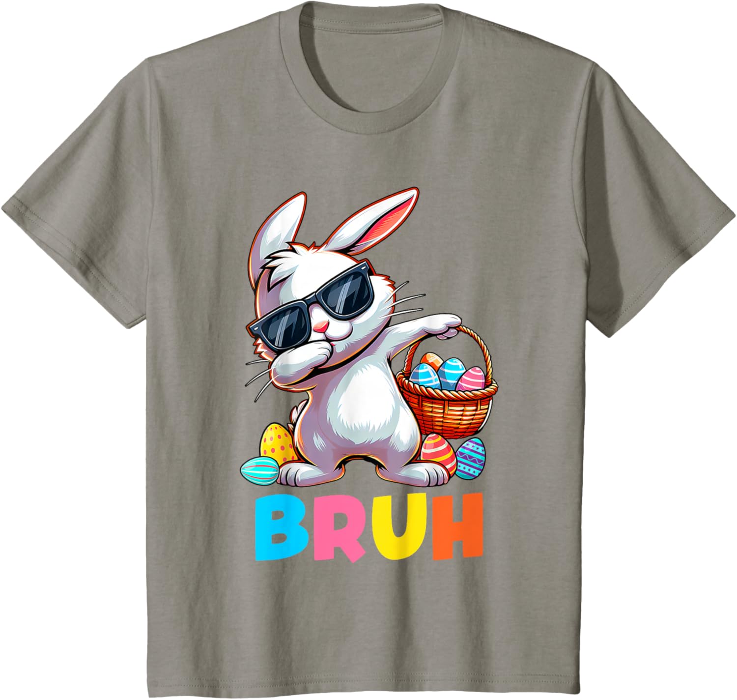 Dabbing Bunny Bruh Meme Saying Bro Greeting Boys Easter Day T-Shirt