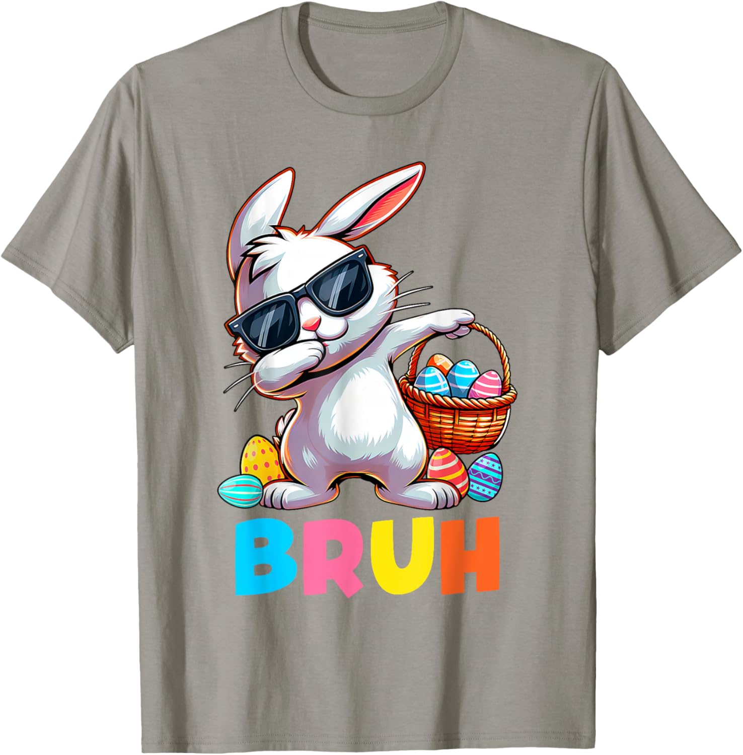 Dabbing Bunny Bruh Meme Saying Bro Greeting Boys Easter Day T-Shirt