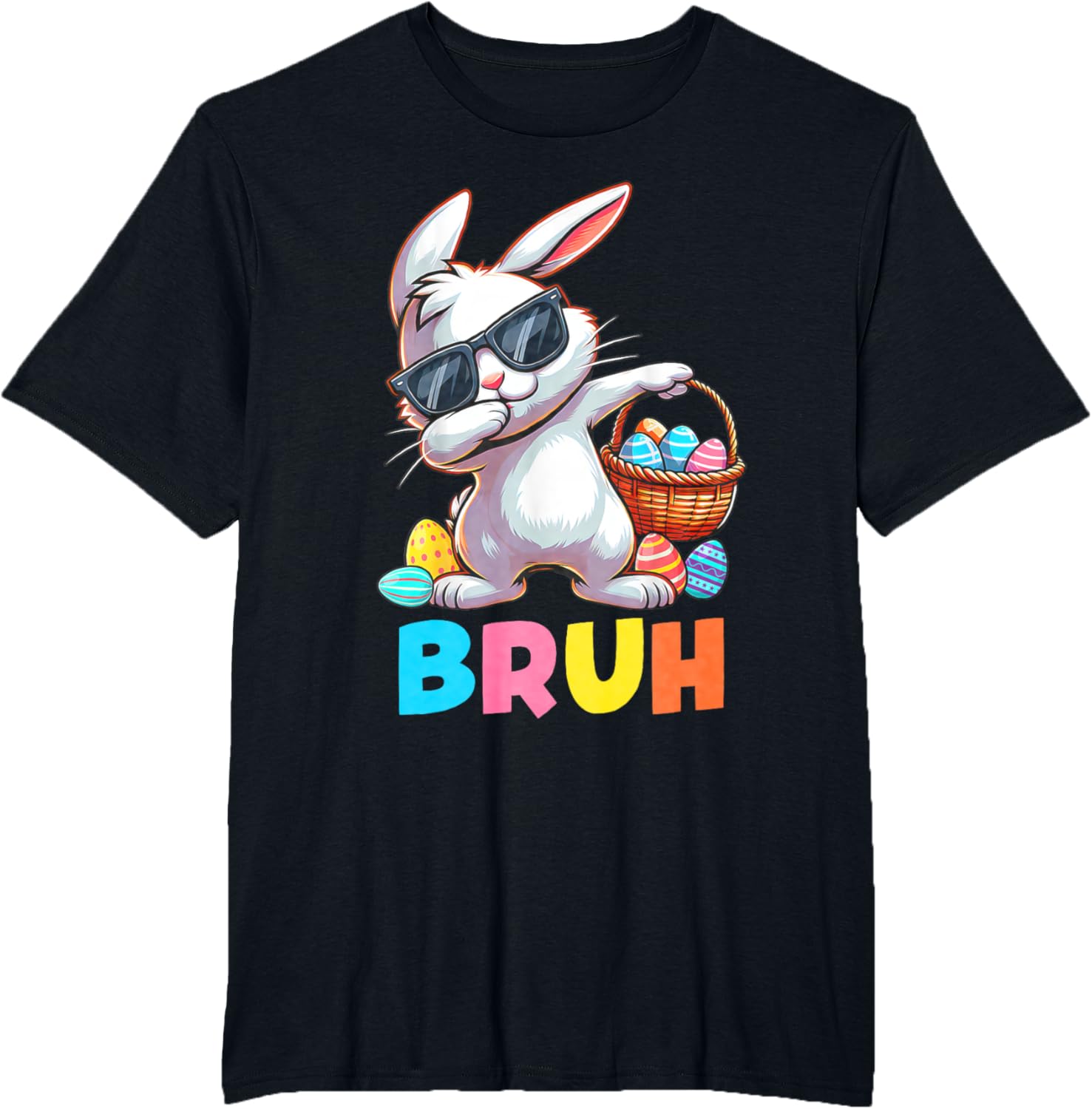 Dabbing Bunny Bruh Meme Saying Bro Greeting Boys Easter Day T-Shirt