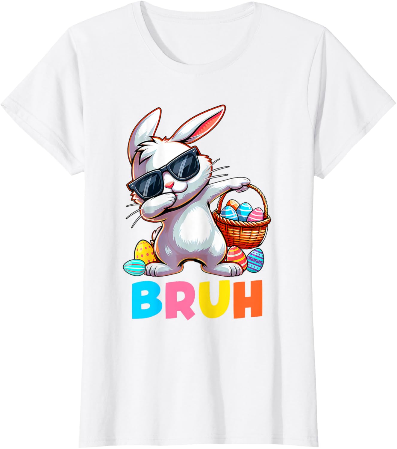 Dabbing Bunny Bruh Meme Saying Bro Greeting Boys Easter Day T-Shirt