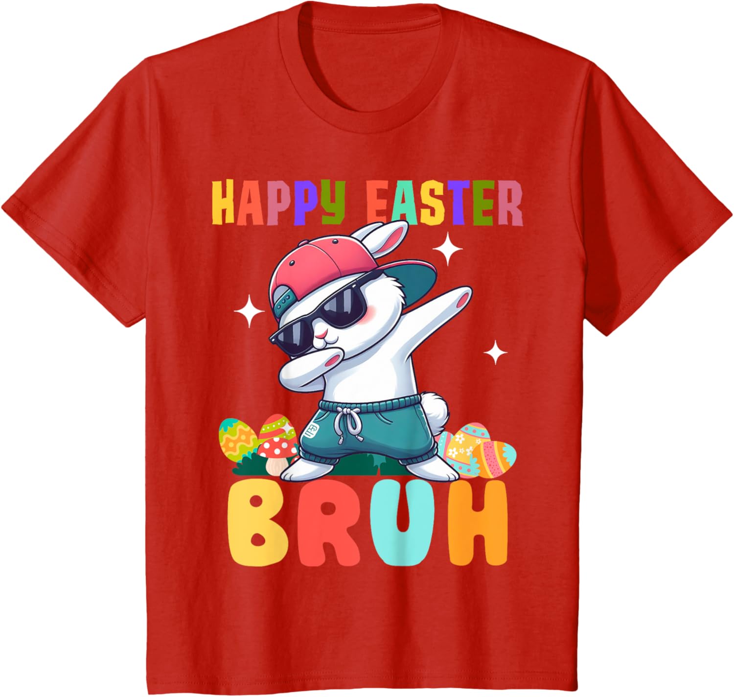 Dabbing Bunny Easter Bruh, Funny Boy Girl Kid T-Shirt