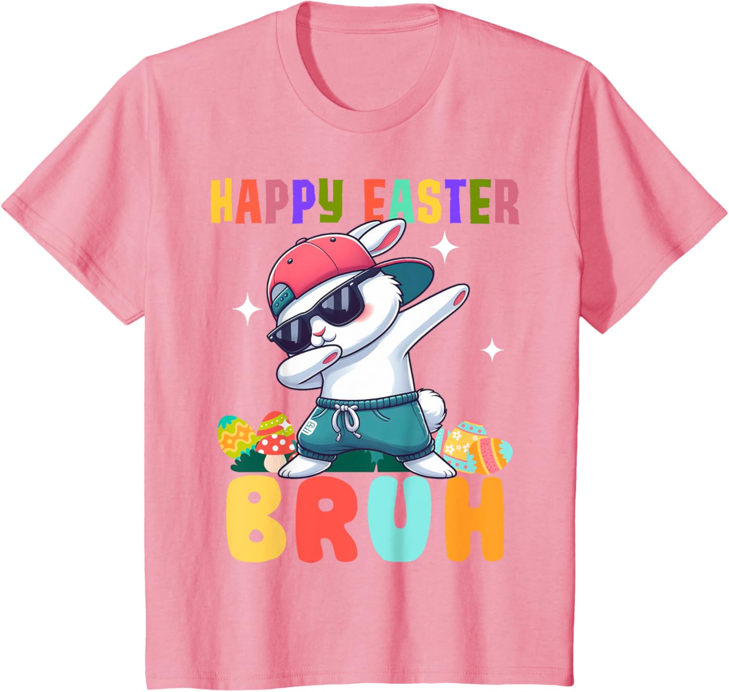 Dabbing Bunny Easter Bruh, Funny Boy Girl Kid T-Shirt