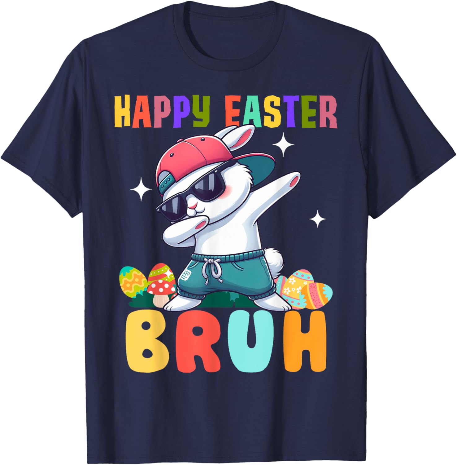 Dabbing Bunny Easter Bruh, Funny Boy Girl Kid T-Shirt