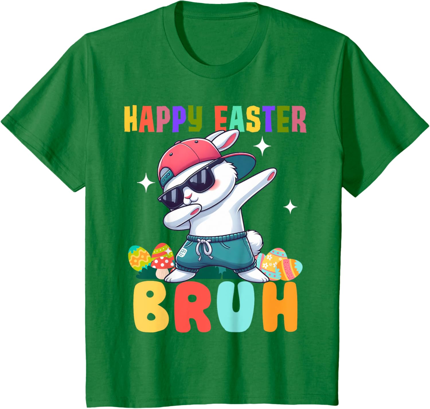 Dabbing Bunny Easter Bruh, Funny Boy Girl Kid T-Shirt