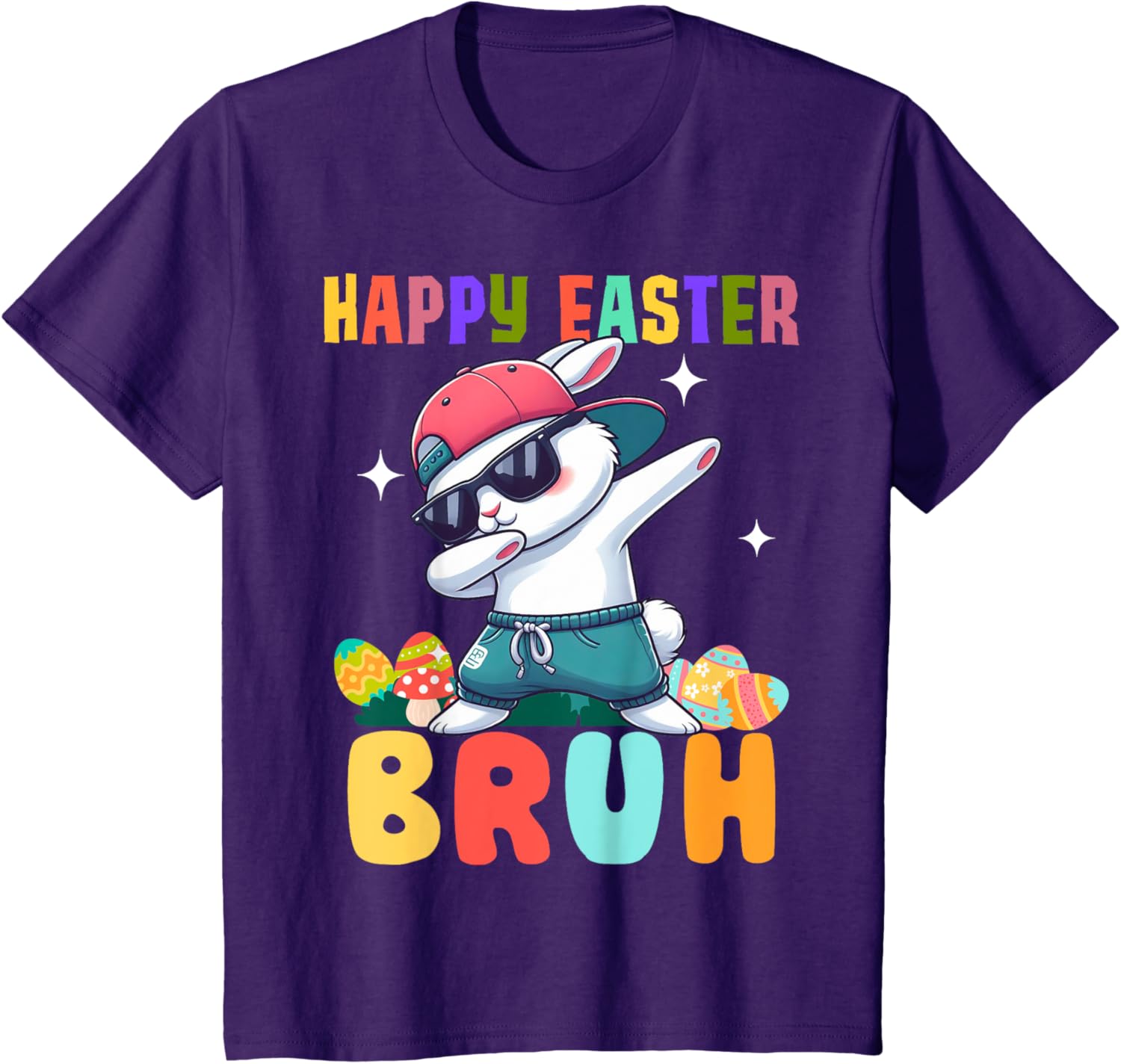 Dabbing Bunny Easter Bruh, Funny Boy Girl Kid T-Shirt